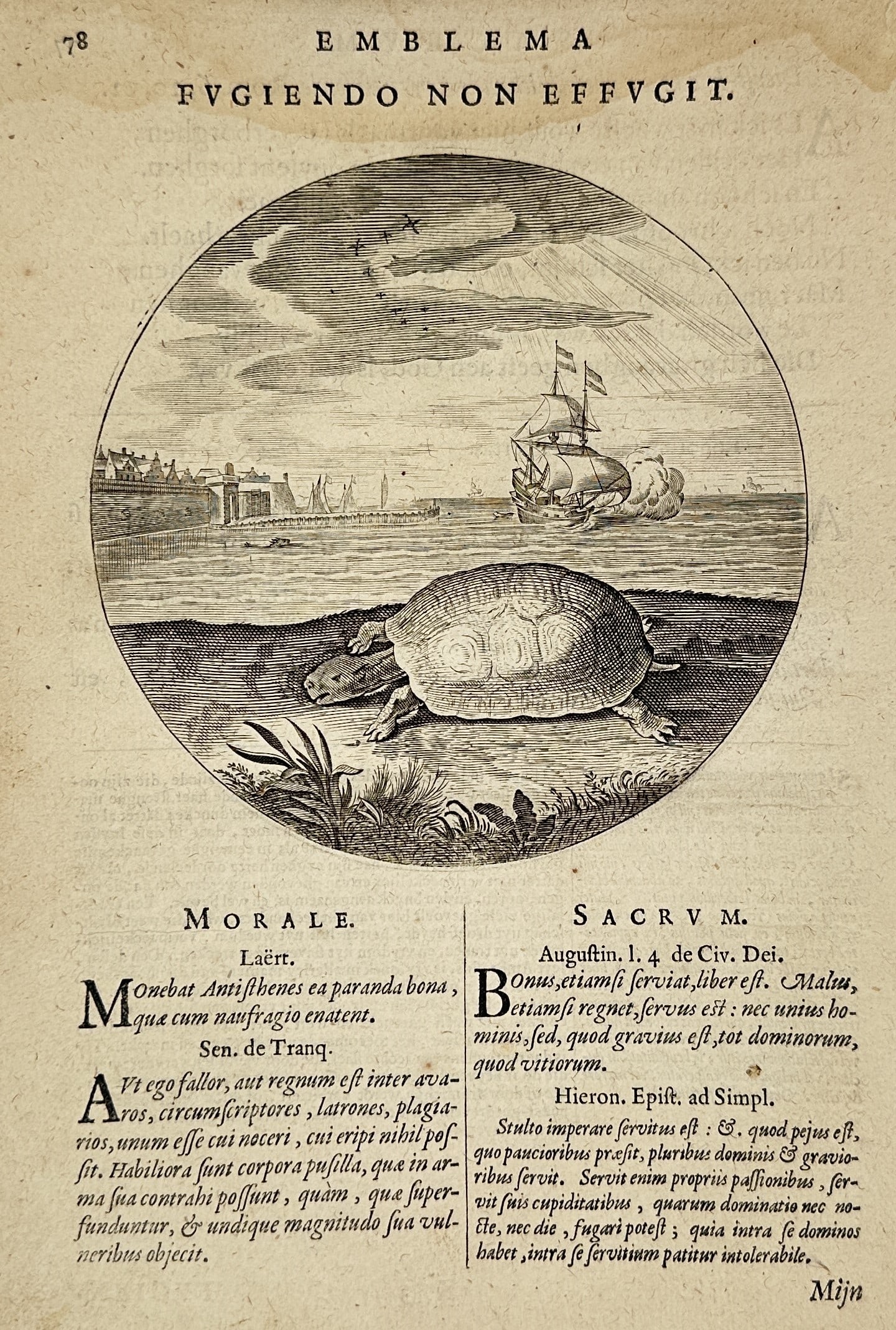 Jacob Cats (1577-1660) – Fugiendo Non Effugit – Engraving (1627) (1 of 2)