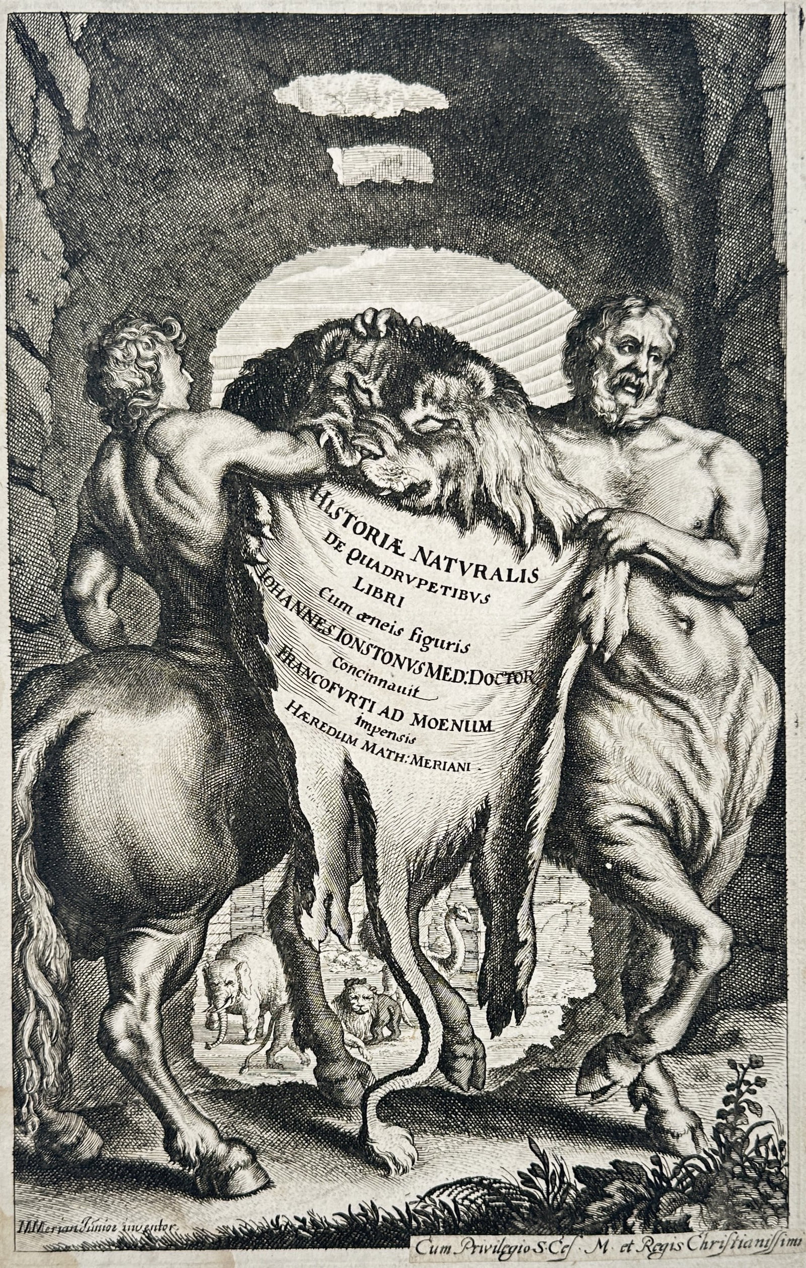 Matthäus Merian the Younger (1621–1687) – Frontispiece to Historiae Naturalis de Quadrupetibus (1 of 2)