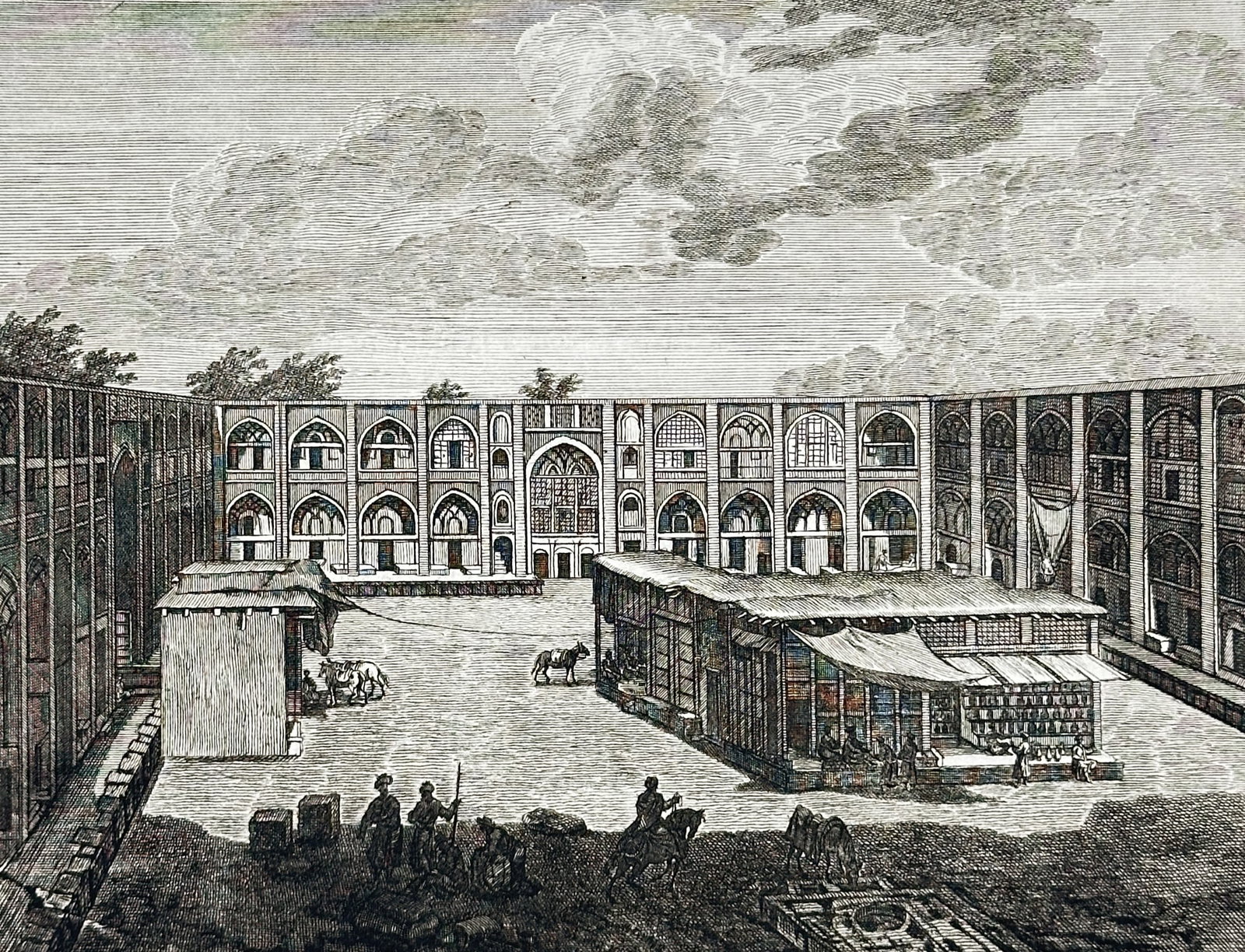Cornelis de Bruijn (1652–1727) – View of the Jeddie Caravanserai in Isfahan – Engraving (1718) (1 of 3)