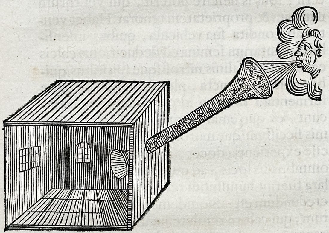 Athanasius Kircher (1602–1680) – View of an experiment on the origin of winds – Engraving (1 of 3)