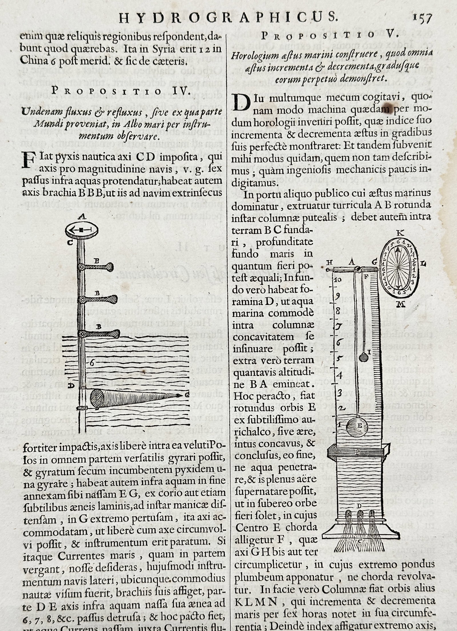 Athanasius Kircher (1602–1680) – View of hydrographic instruments for measuring currents and (1 of 3)