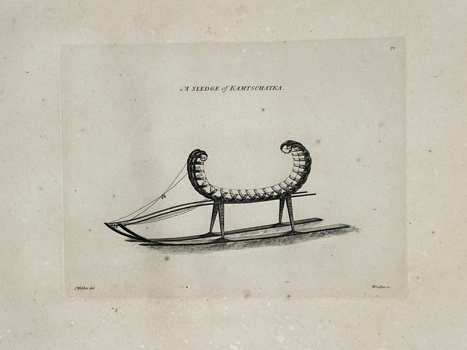 John Webber (1751-1793) – View of a sledge of Kamtschatka – Large Folio Engraving (1784) (1 of 2)