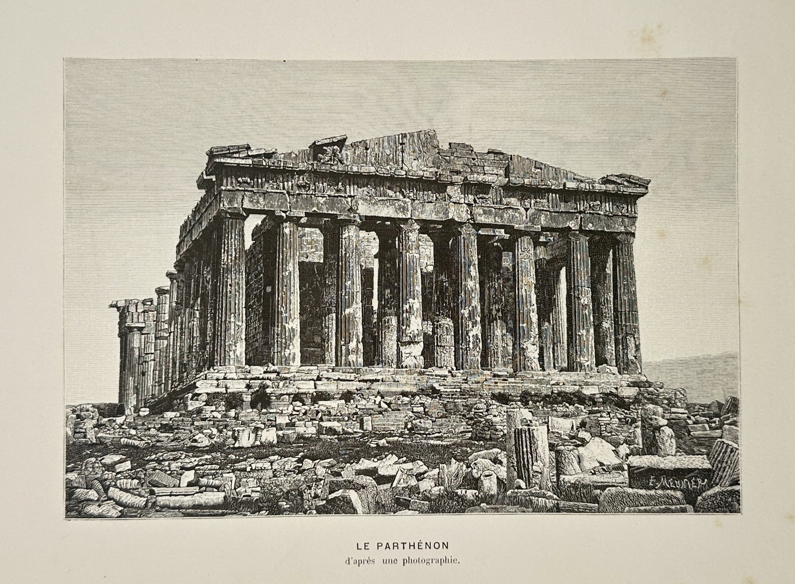 Victor Duruy (1811–1894) – View of the Parthenon in Athens – Wood engraving (c. 1880s) (1 of 2)