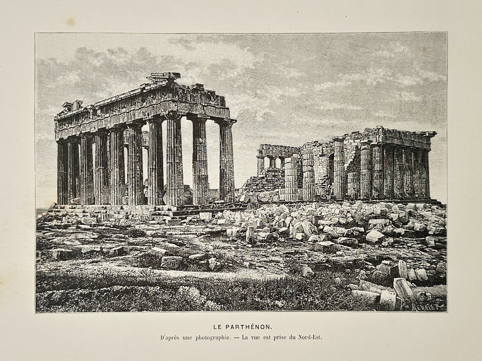 Victor Duruy (1811–1894) – View of the Parthenon from the North-East – Wood engraving (c. (1 of 2)