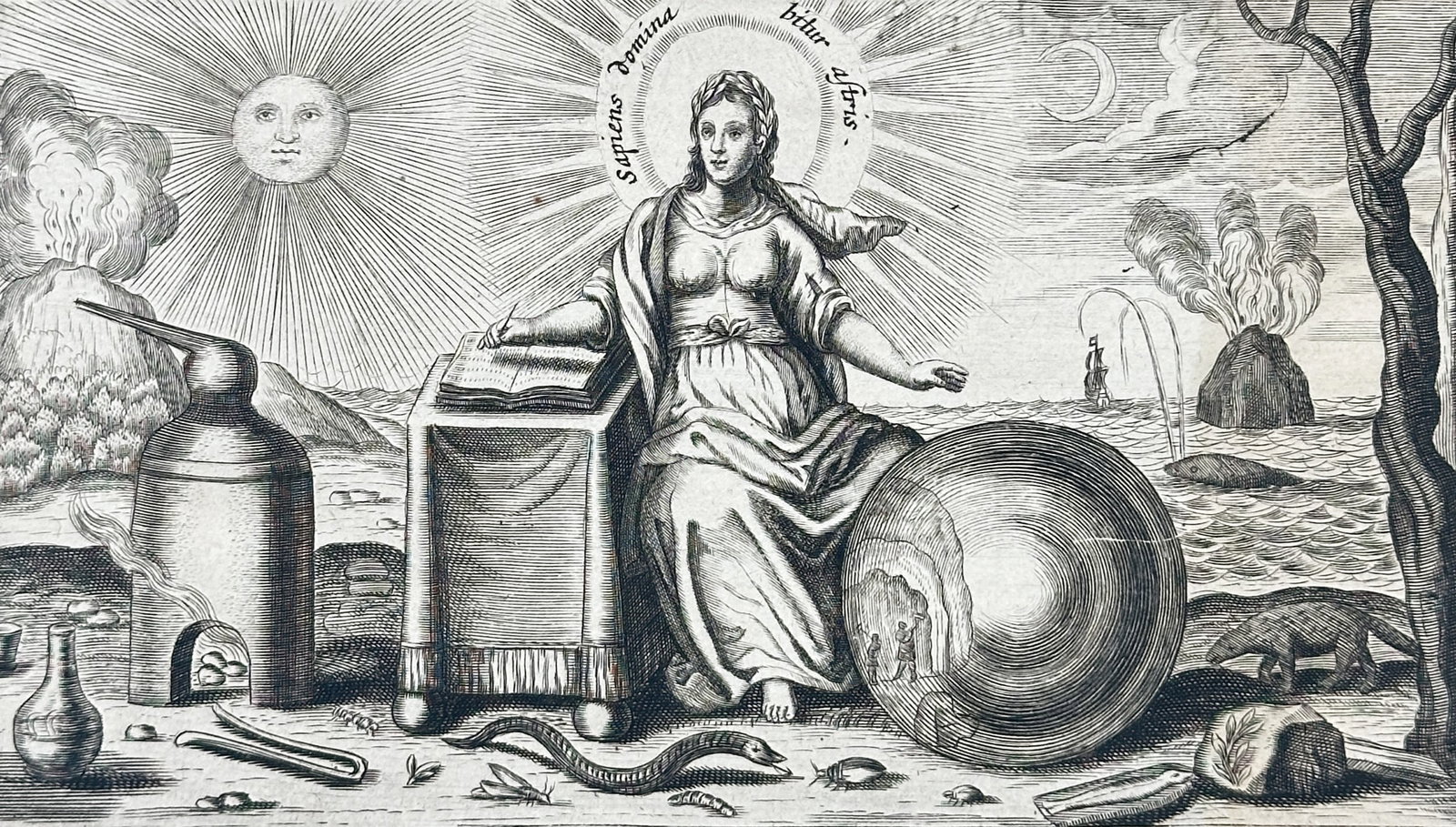 Athanasius Kircher (1602–1680) – View of the Title Page for Mundus Subterraneus – Engraving (1 of 3)