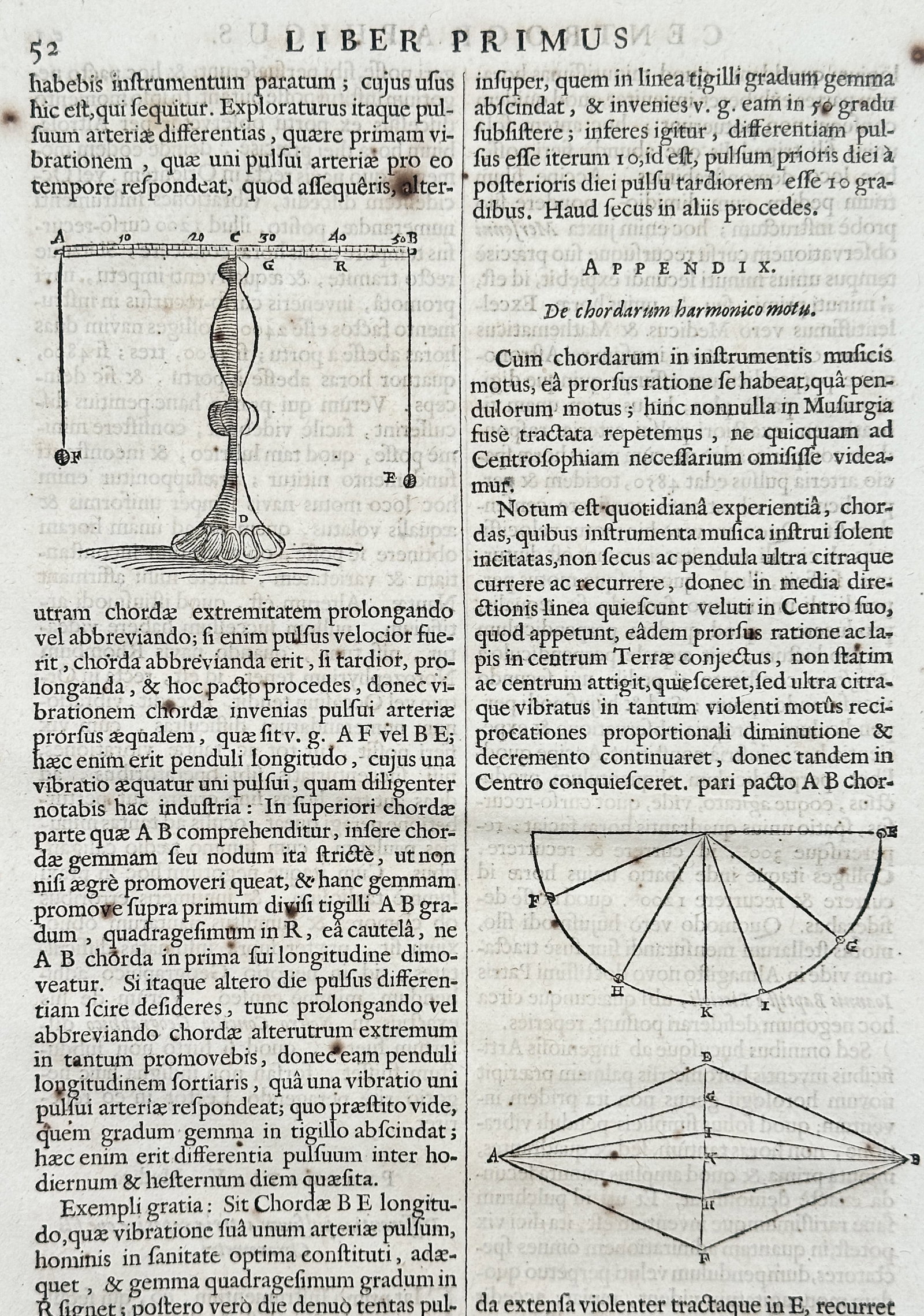 Athanasius Kircher (1602–1680) – View of a Pulsimeter and Harmonic Motion Diagrams – Engraving (1 of 3)