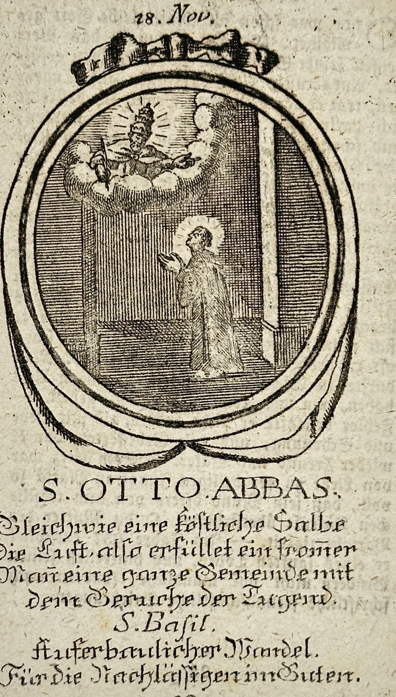 Johann Christian Leopold (1699–1755) – Saint Otto Abbot – Engraving (c. 1730) (1 of 2)