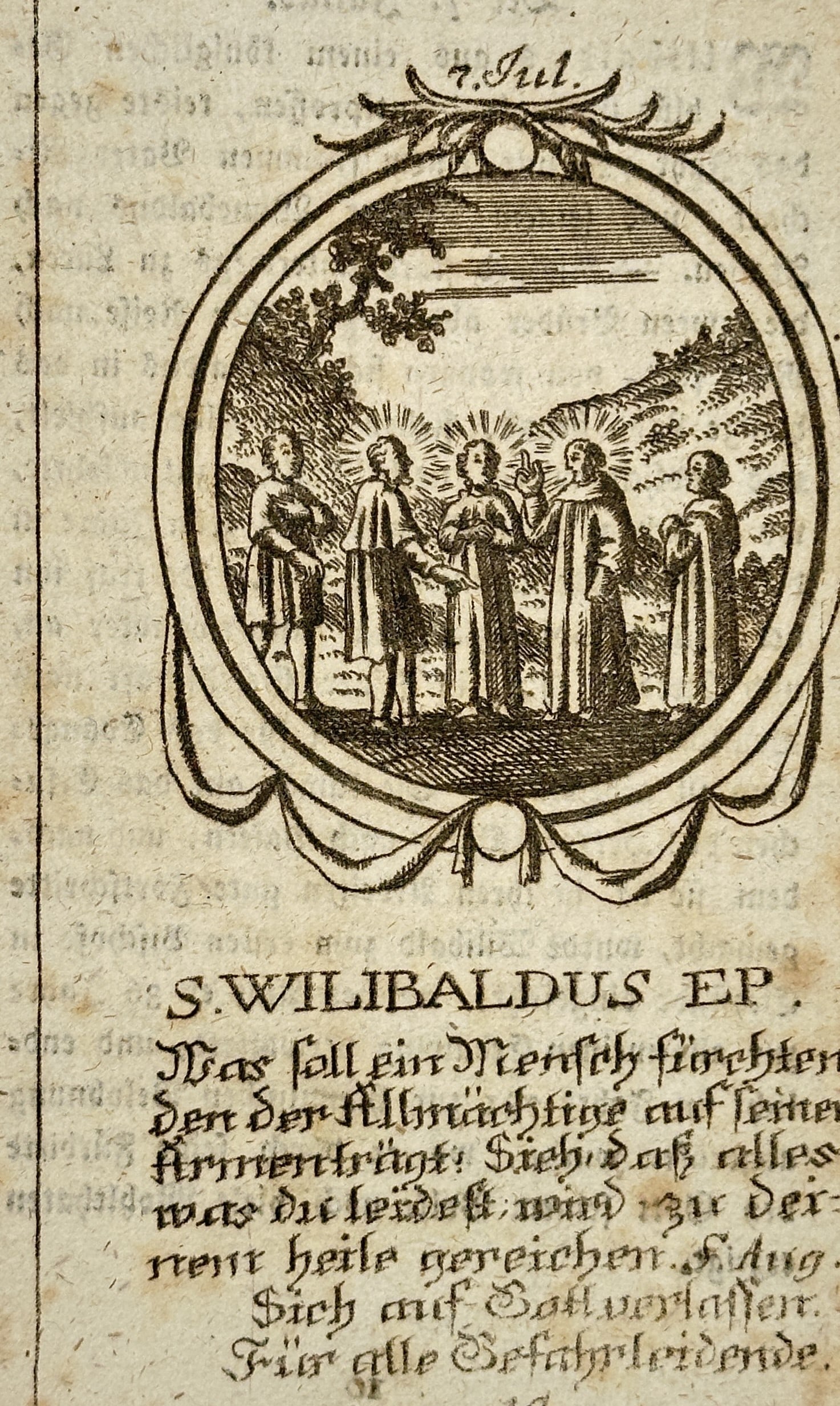 Johann Christian Leopold (1699–1755) – Saint Willibald Bishop – Engraving (c. 1730) (1 of 2)