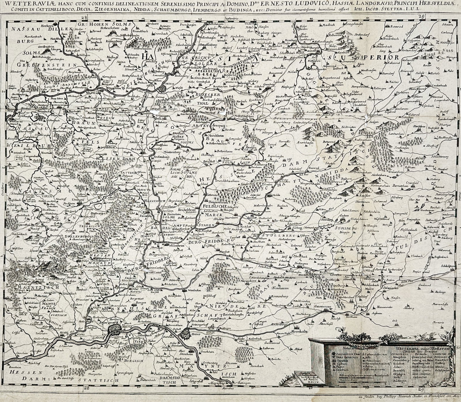 Philipp Heinrich Hutter – Map of the Wetterau Region and Territories of Hesse-Darmstadt – (1 of 3)