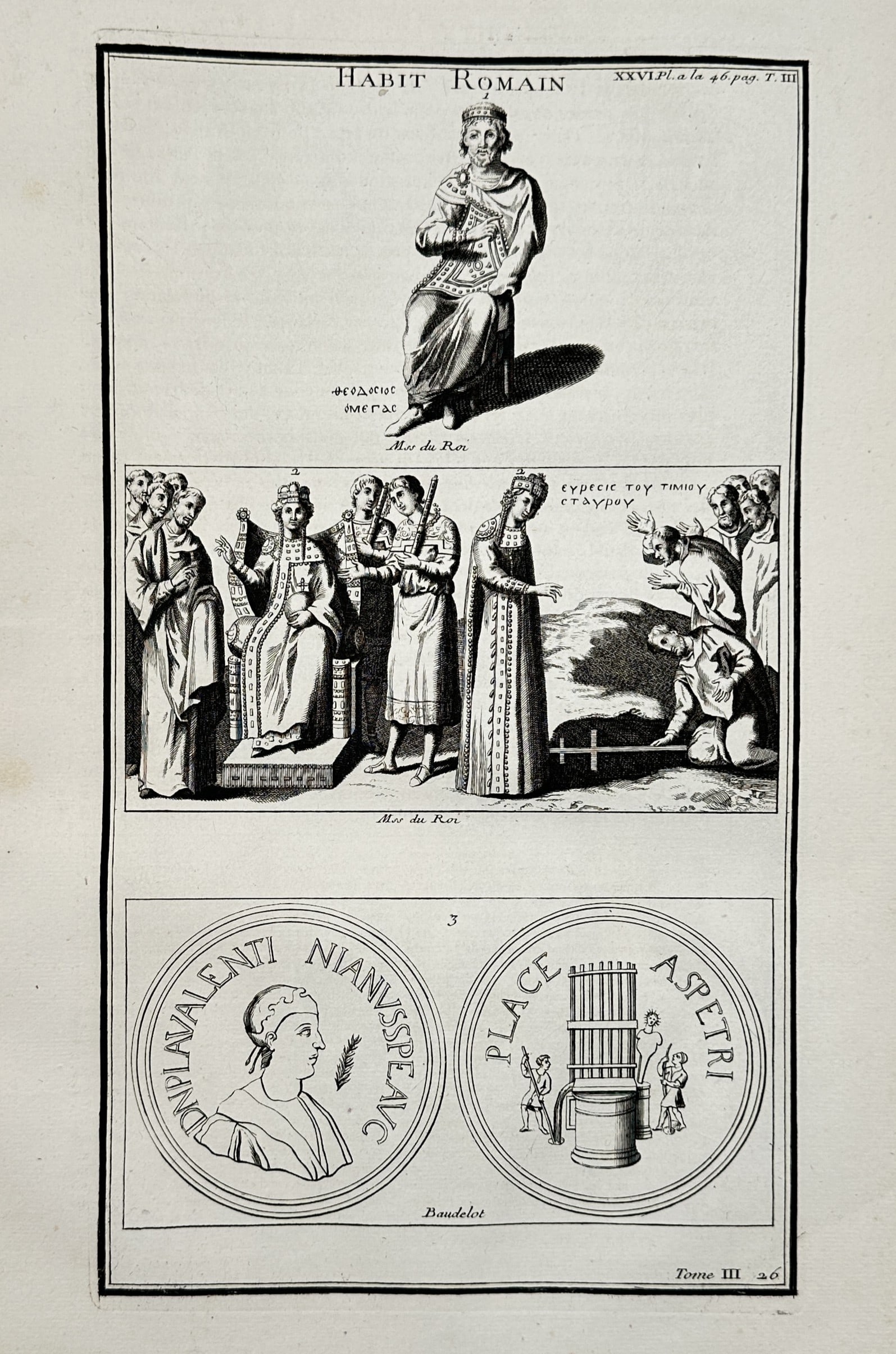 Bernard de Montfaucon (1655–1741) – Roman Clothing – Engraving (1719–1724) (1 of 2)