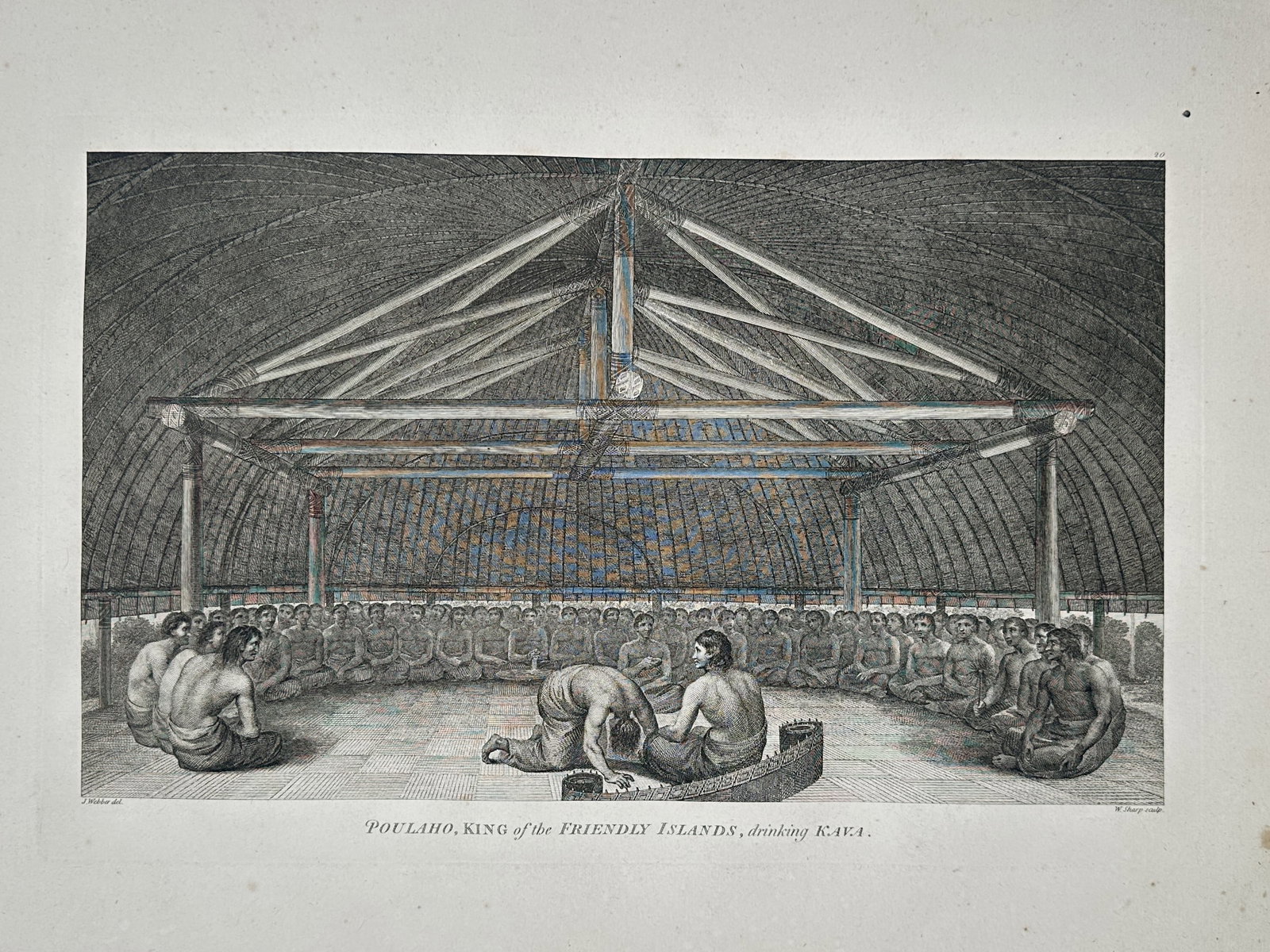 John Webber – Kava Ceremony in Tonga – Friendly Islands – Large Folio Engraving (1784) (1 of 2)