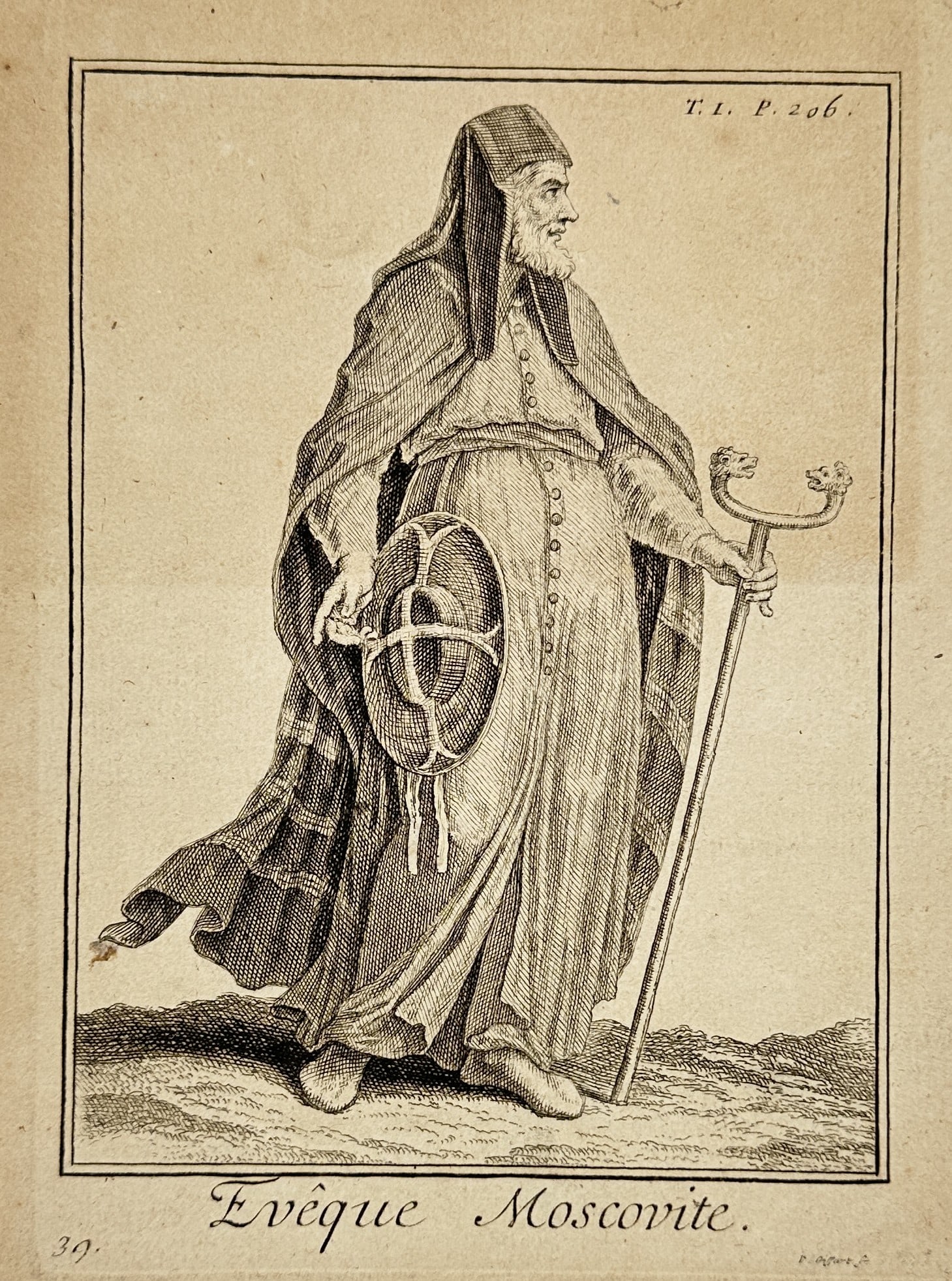 Pierre Giffart (1637–1723) – View of a Muscovite Bishop – Copperplate engraving (c. (1 of 2)