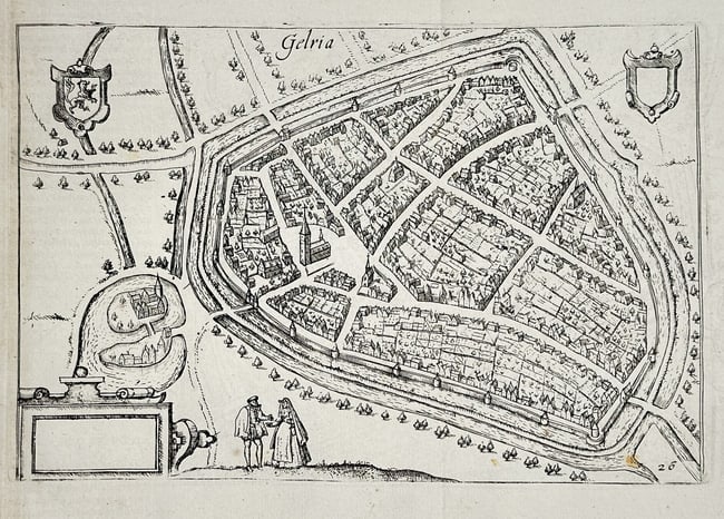 Frans Hogenberg (1535–1590) – Map of Geldern: Gelria (Germany) – Engraving (1590) (1 of 2)