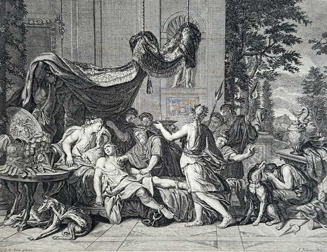 Charles Le Brun (1619–1690) – The Death of Meleager – Etching (17th Century) (1 of 2)