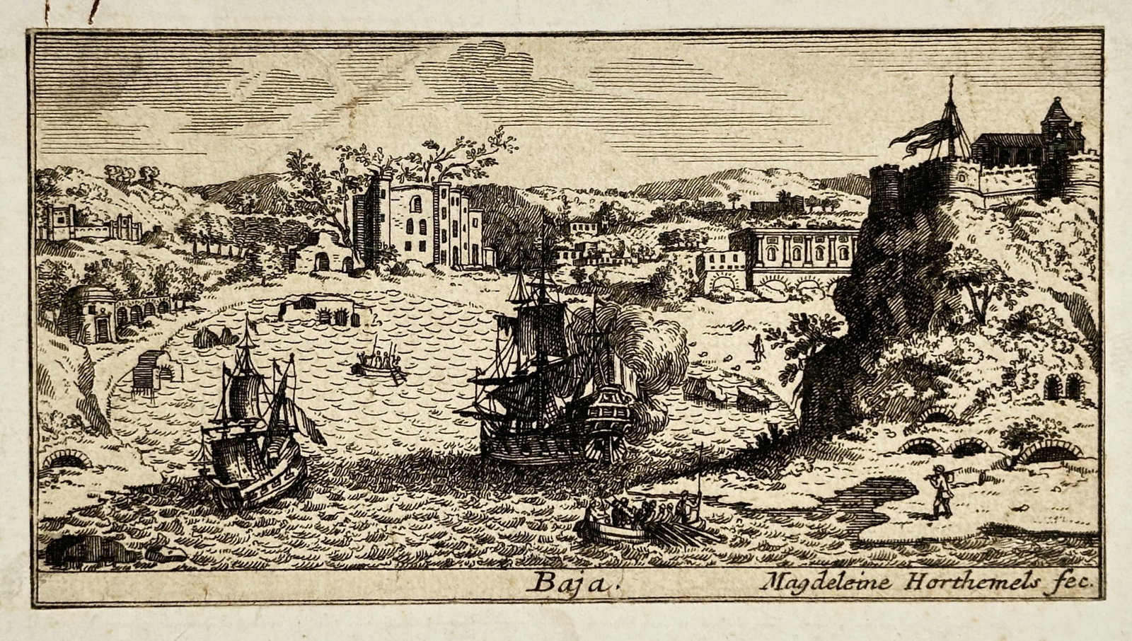 Louise-Magdeleine Horthemels (1686–1767) – View of Baja – Etching (c. 1710–1730) (1 of 2)