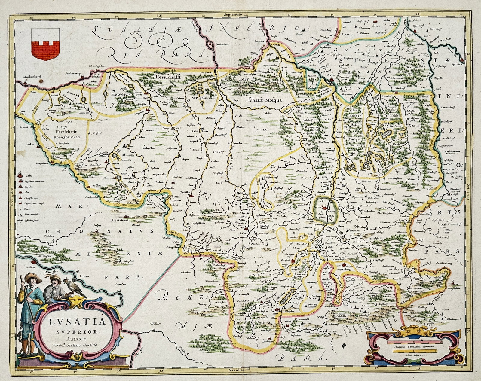 Willem Blaeu – Map of Upper Lusatia – Germany – Hand-coloured copper engraving (1645) (1 of 3)