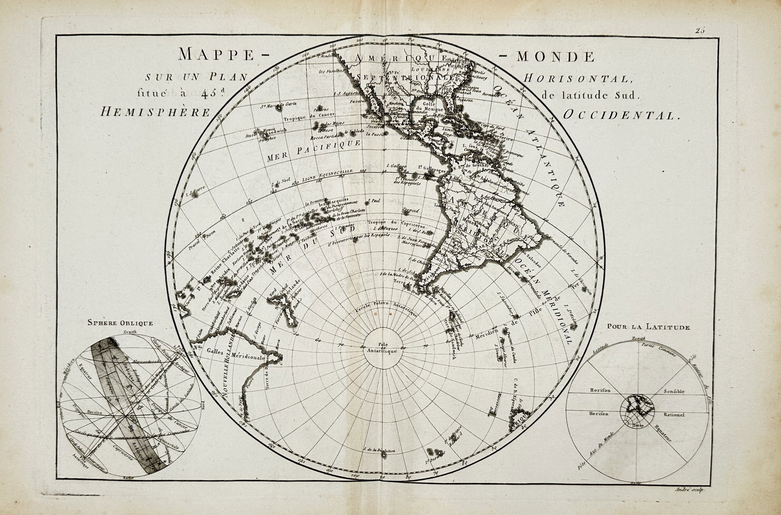 Rigobert Bonne (1727–1794) – Map of the Western Hemisphere on a Horizontal Plane – Western (1 of 2)