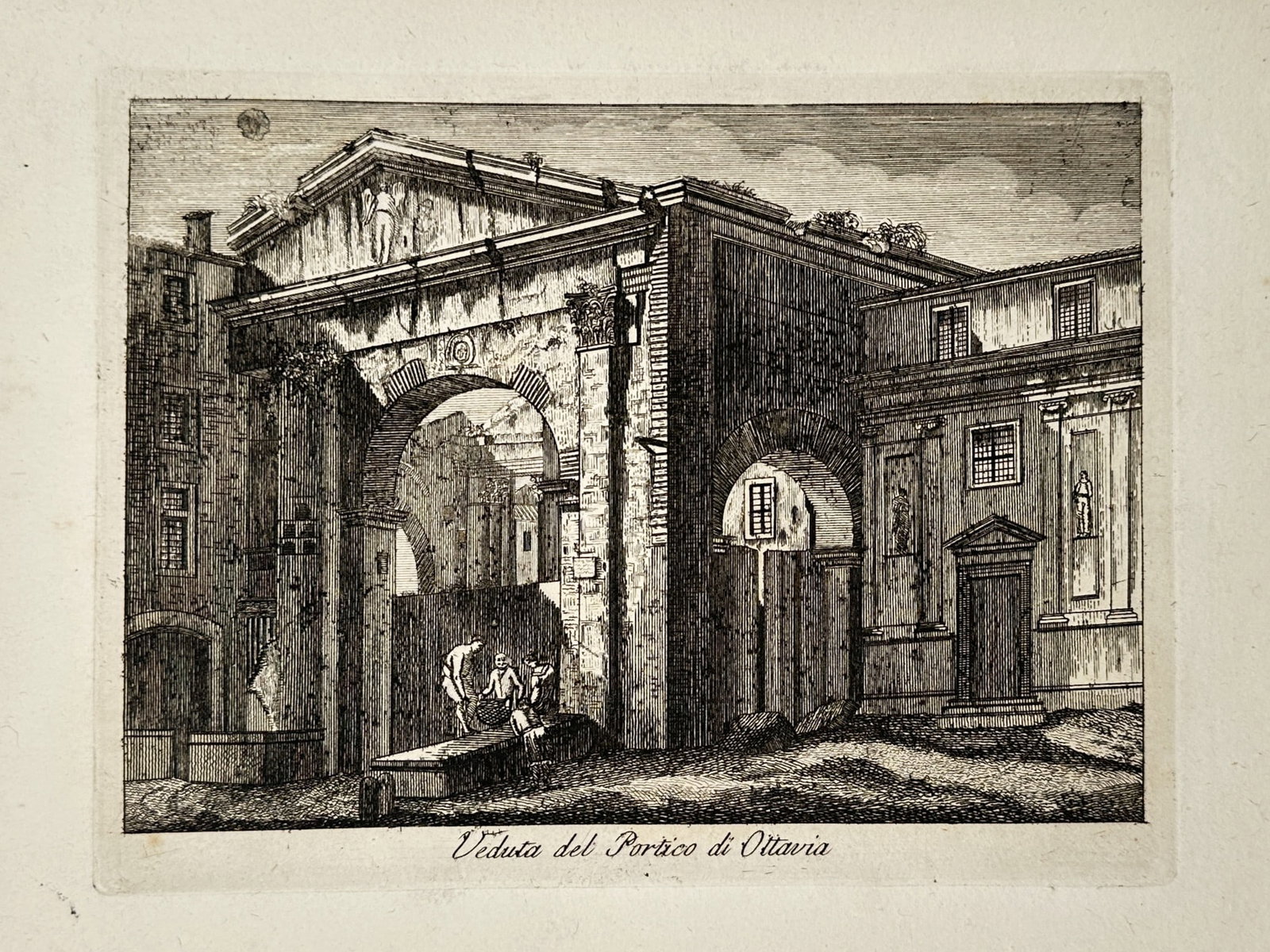 Pietro Parboni (1783–1841) – View of the Portico of Octavia – Etching (1820) (1 of 2)
