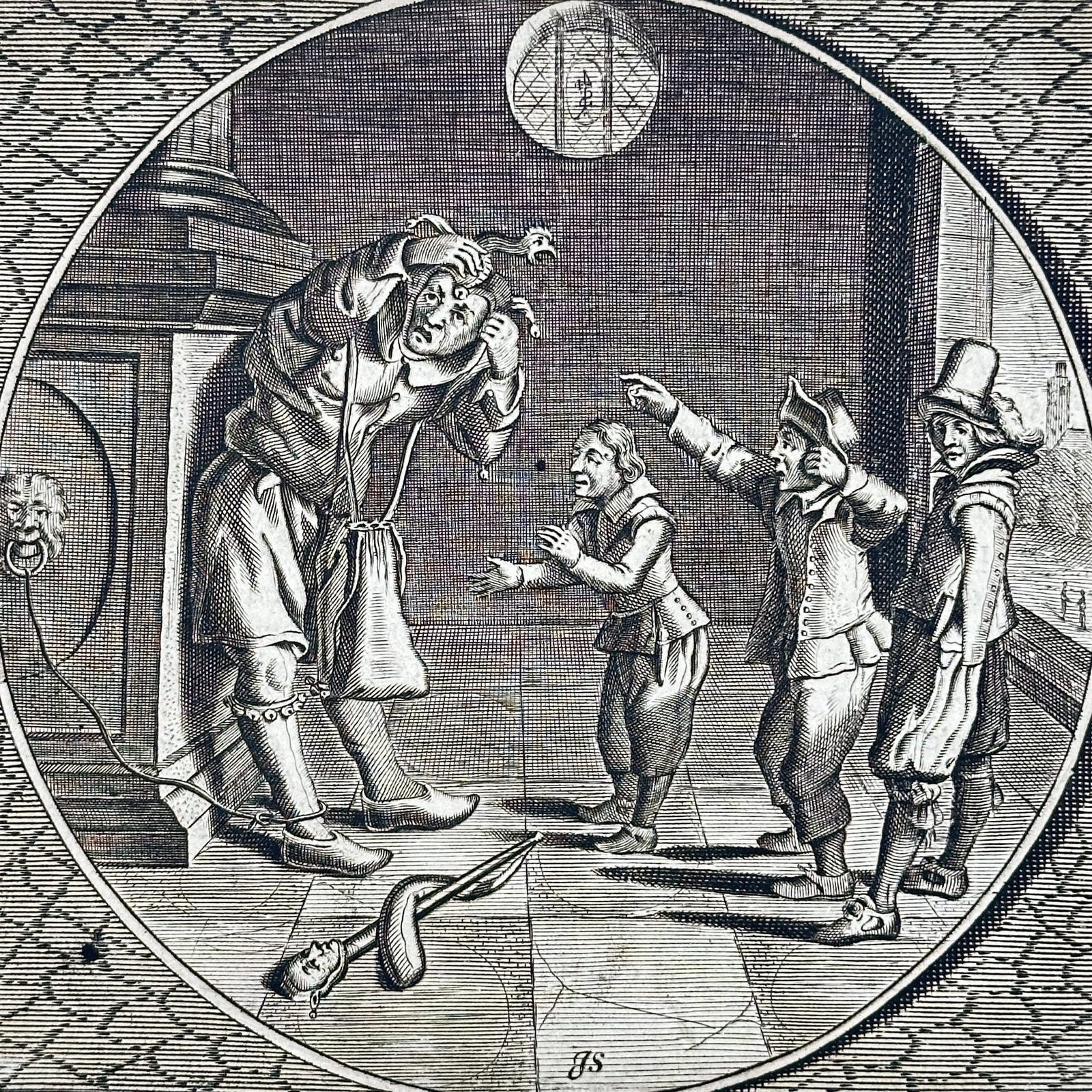 Jacob Cats (1577-1660) – Emblem of the Fool and the Straw – Engraving (1627) (1 of 3)