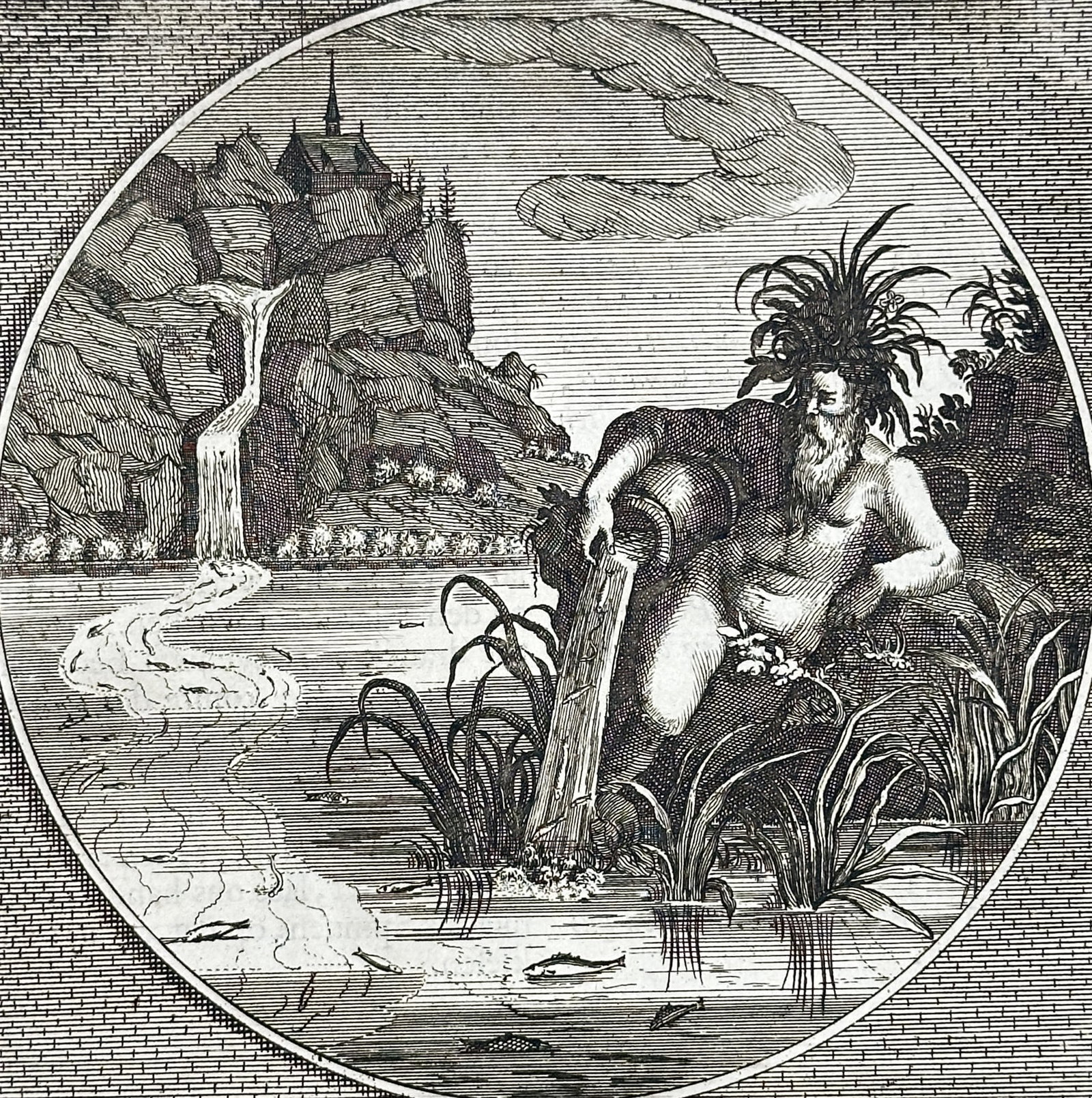 Jacob Cats (1577-1660) – I am touched, not broken by the waves – Engraving (1627) (1 of 3)