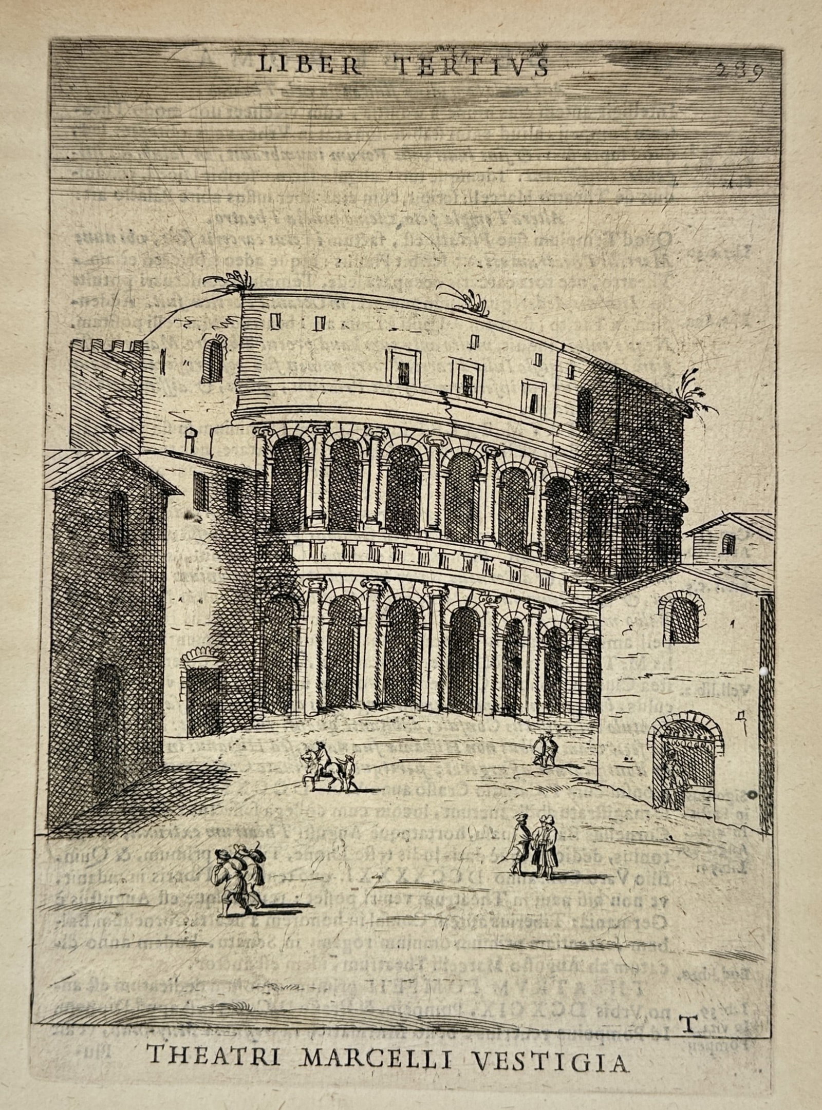 Alessandro Donati (1584–1640) – View of the Theatre of Marcellus – Etching (1638–1648) (1 of 2)