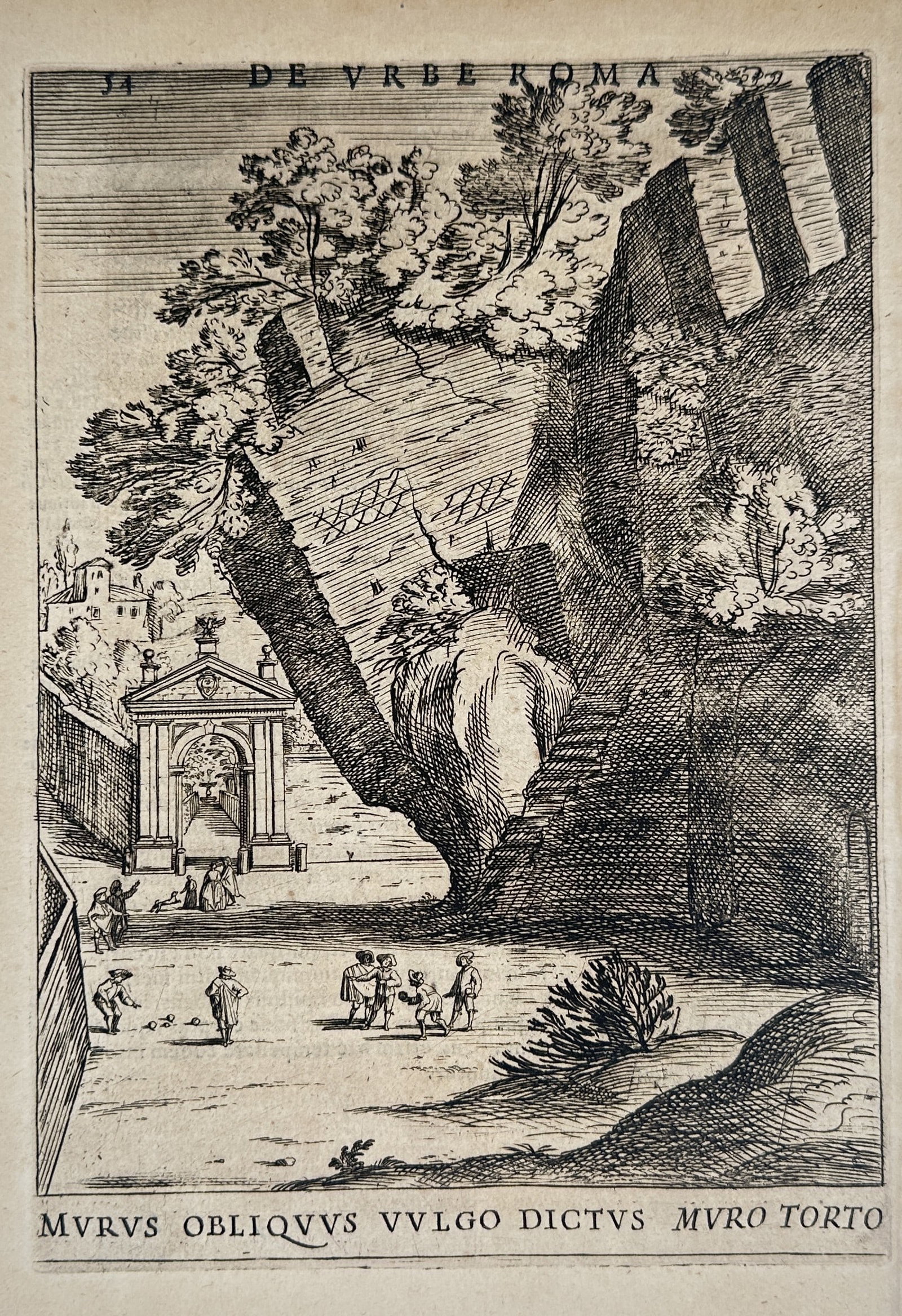 Alessandro Donati (1584–1640) – View of the Muro Torto (The Twisted Wall) – Etching (1 of 2)