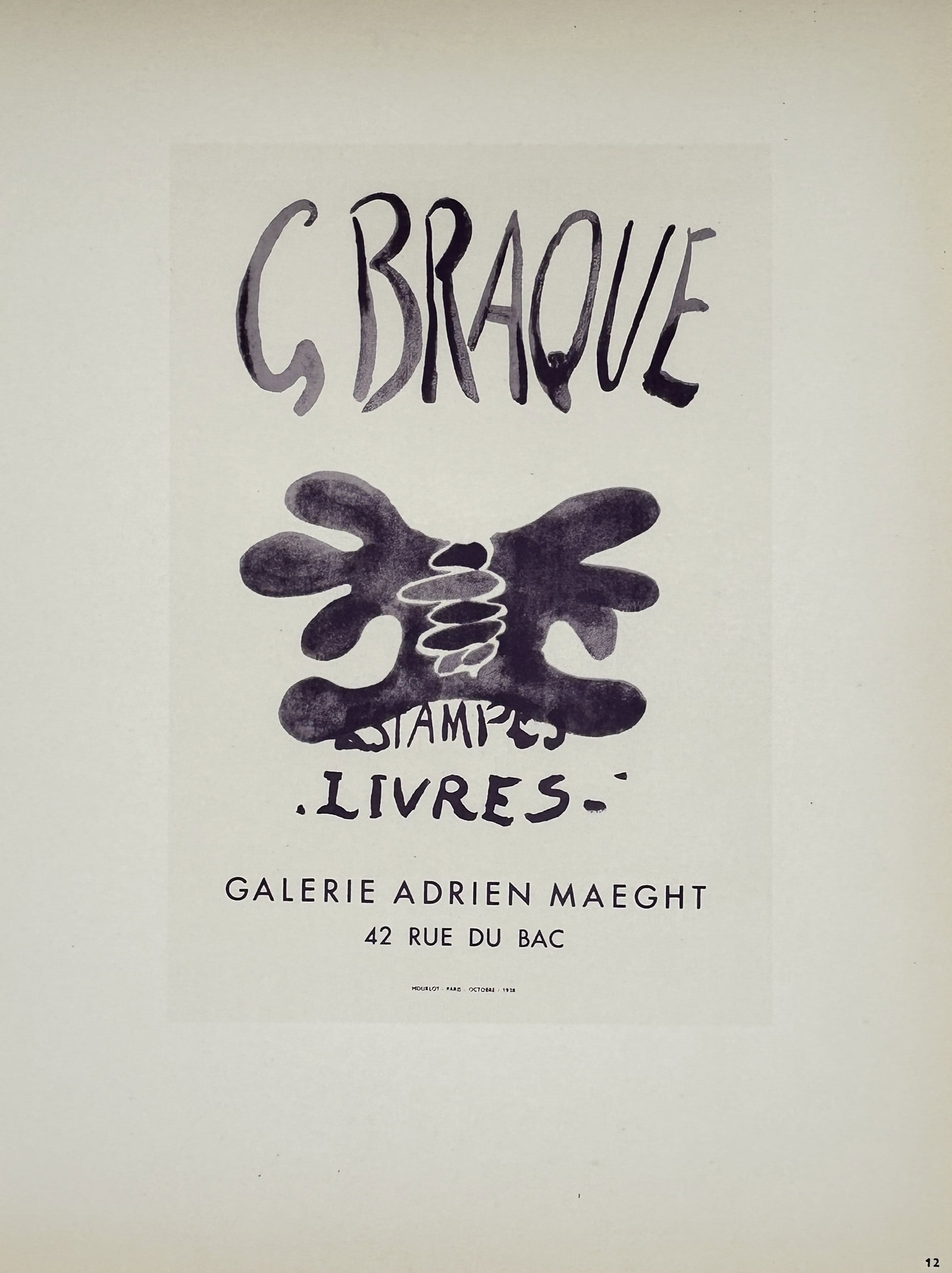 Georges Braque (1882 – 1963), after – Poster Design for Galerie Adrien Maeght – Lithograph (1 of 2)
