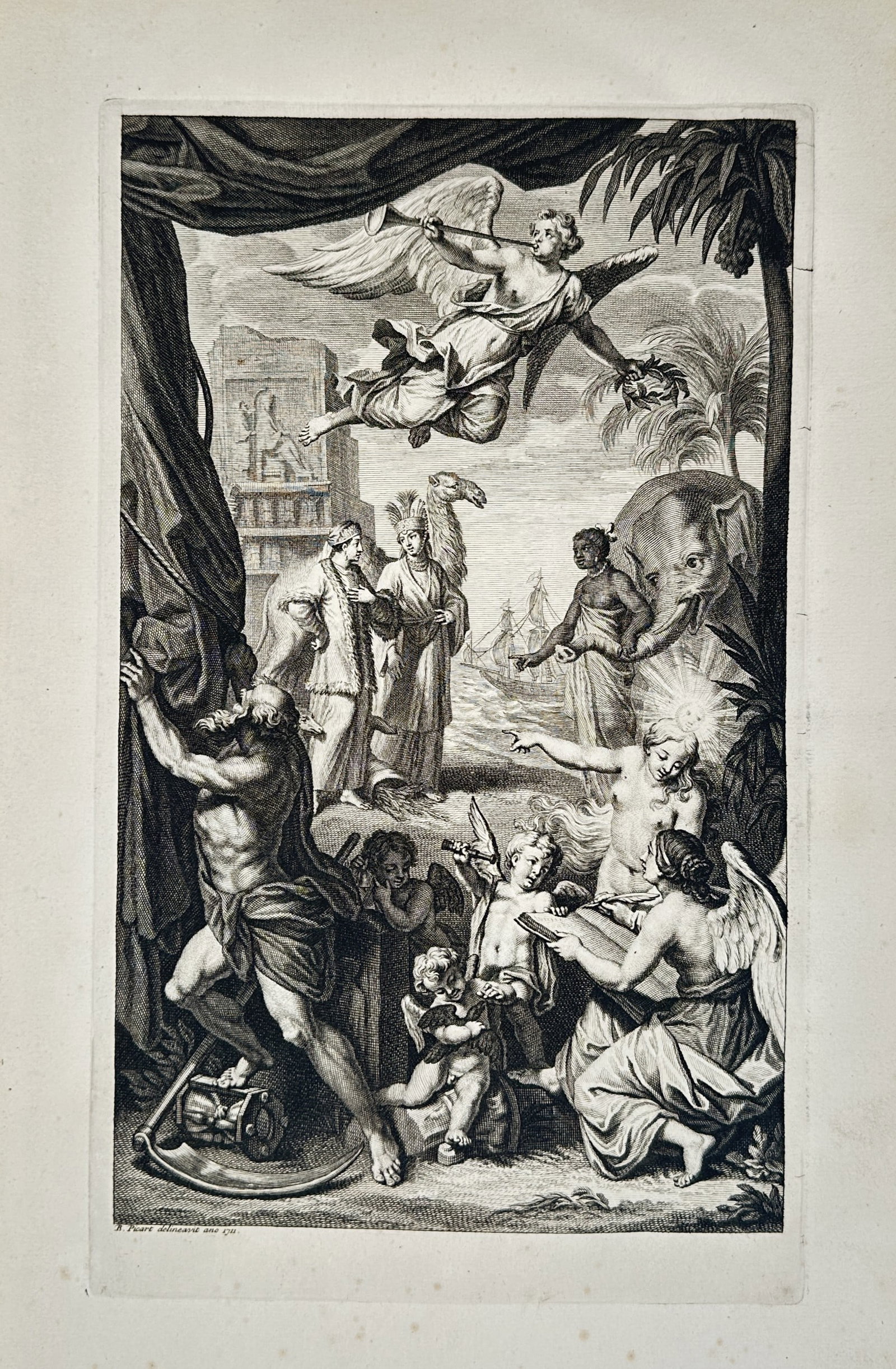 Bernard Picart (1673 – 1733) – Allegorical Frontispiece of the Four Continents – Engraving (1 of 2)