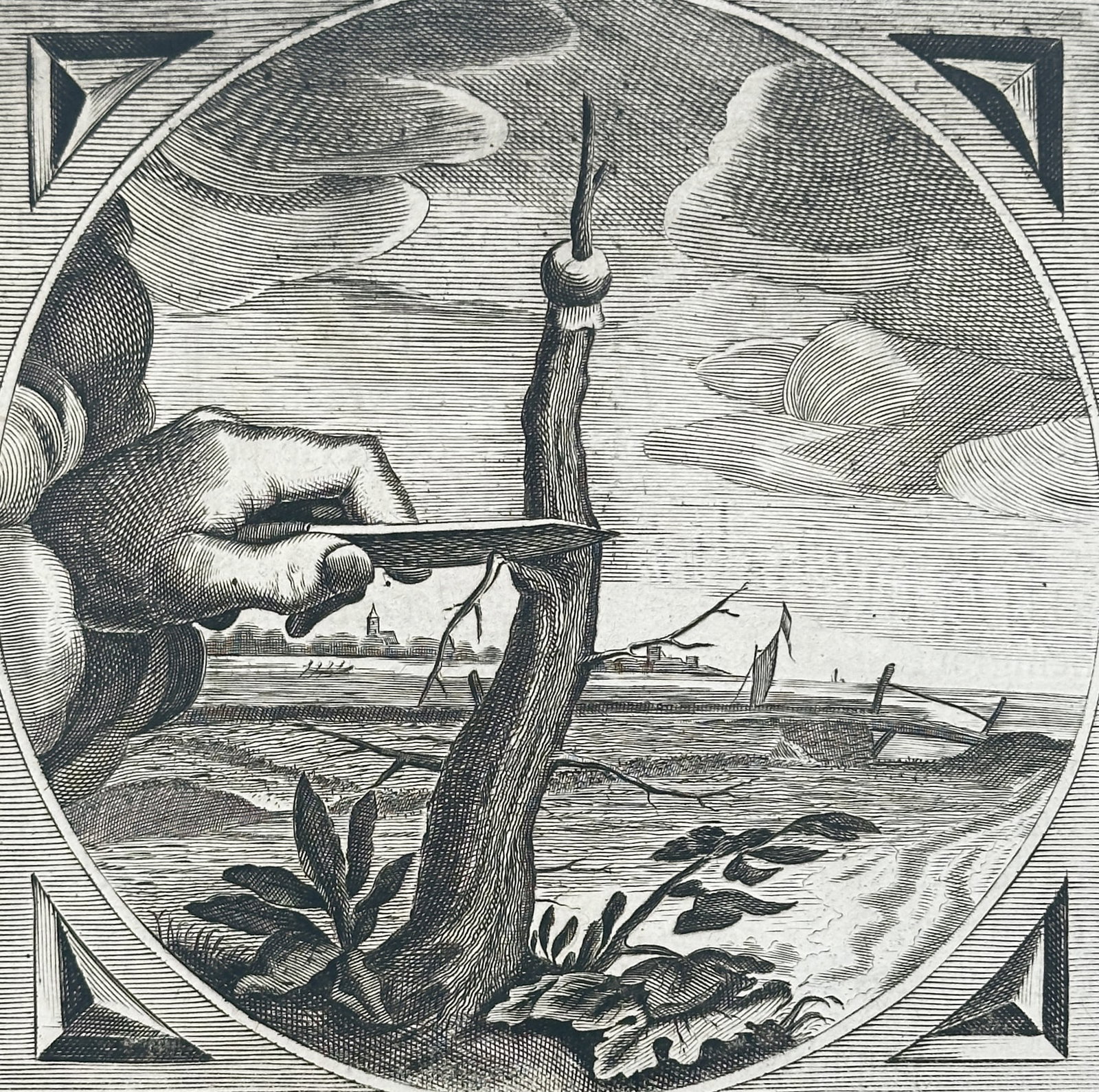Jacob Cats (1577–1660) – Emblem of Pruning a Tree – Engraving (1627) (1 of 3)