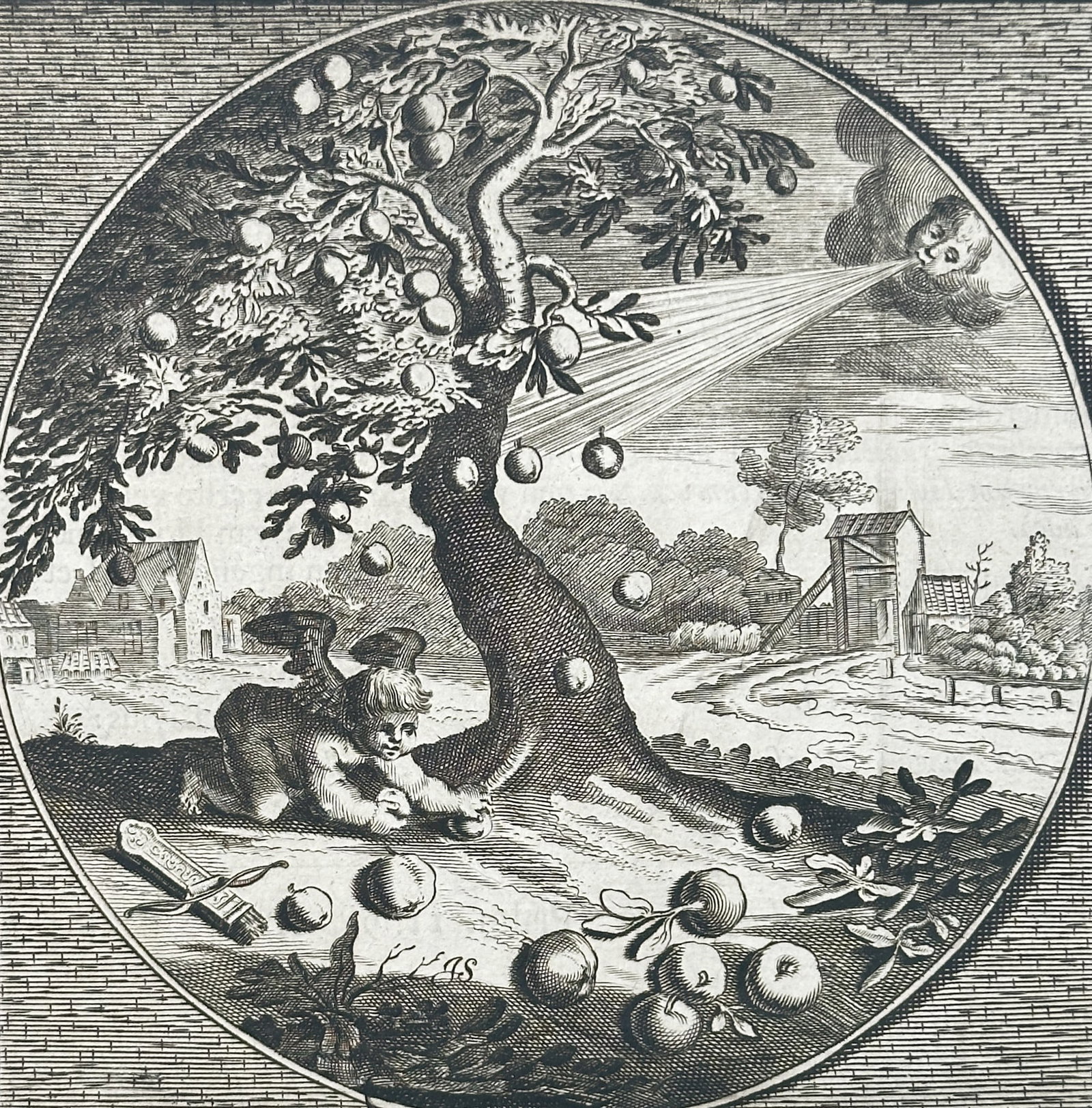 Jacob Cats (1577–1660) – Emblem of Cupid Harvesting Ripe Fruit – Engraving (1627) (1 of 3)
