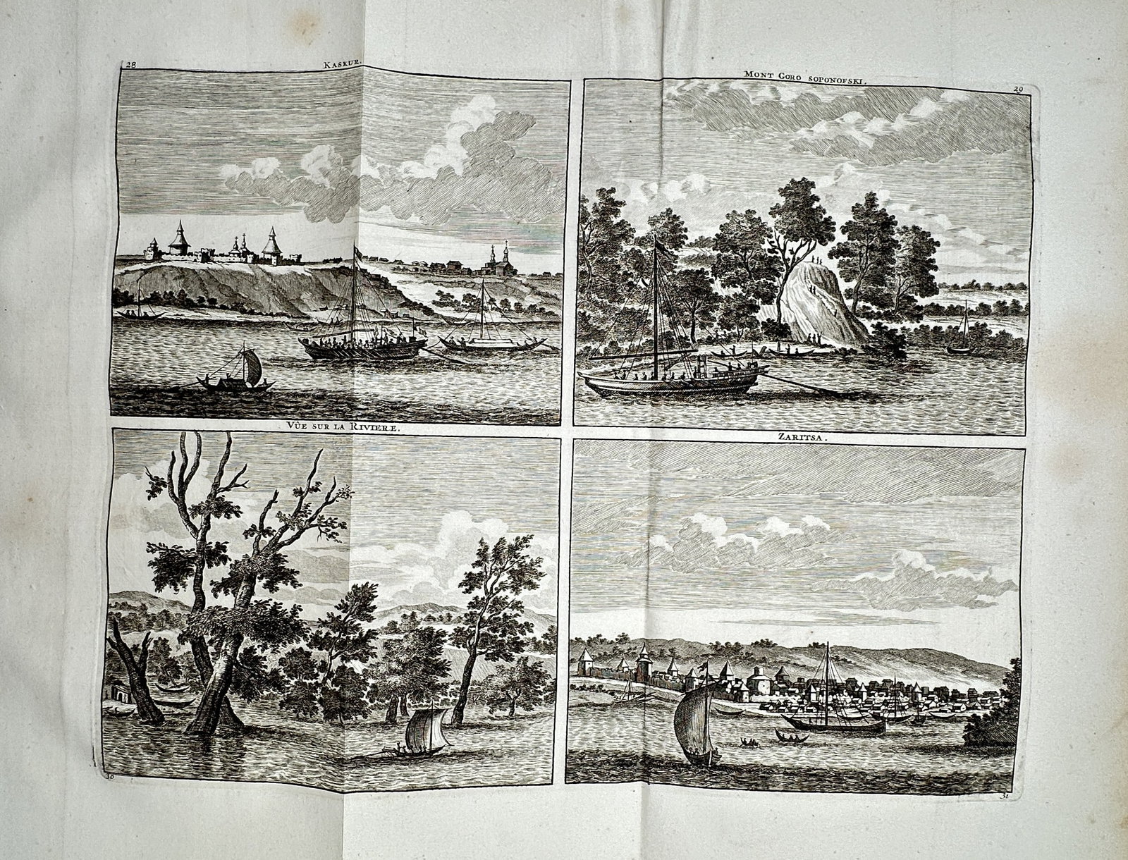Cornelis de Bruijn (1652-1727) – Views of Kazan, Mount Stolbischi, and Tsaritsyn – Engraving (1 of 3)