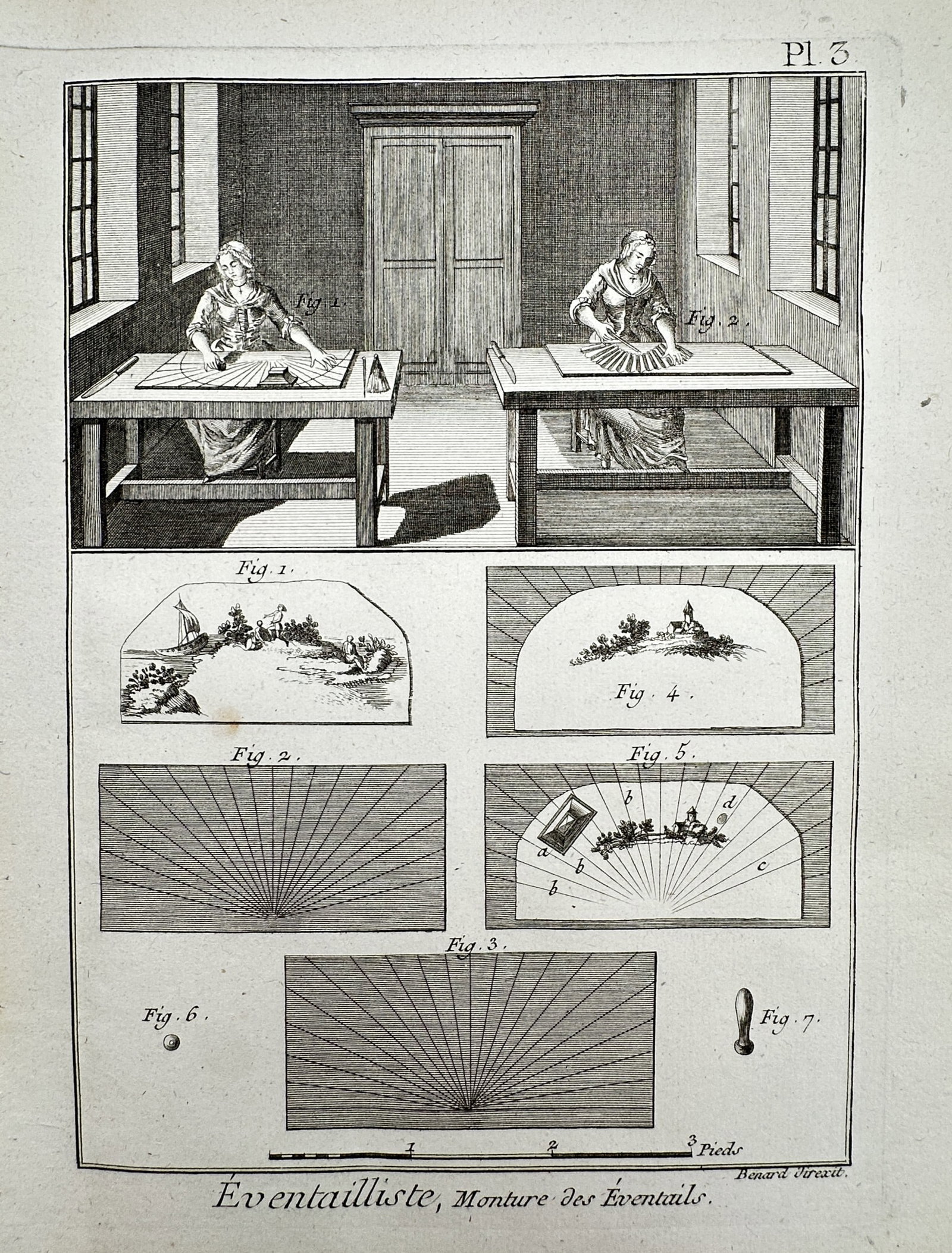 Robert Benard (1734–1777) – Eventailliste: Mounting and Folding Fans – Engraving (c. 1770) (1 of 2)