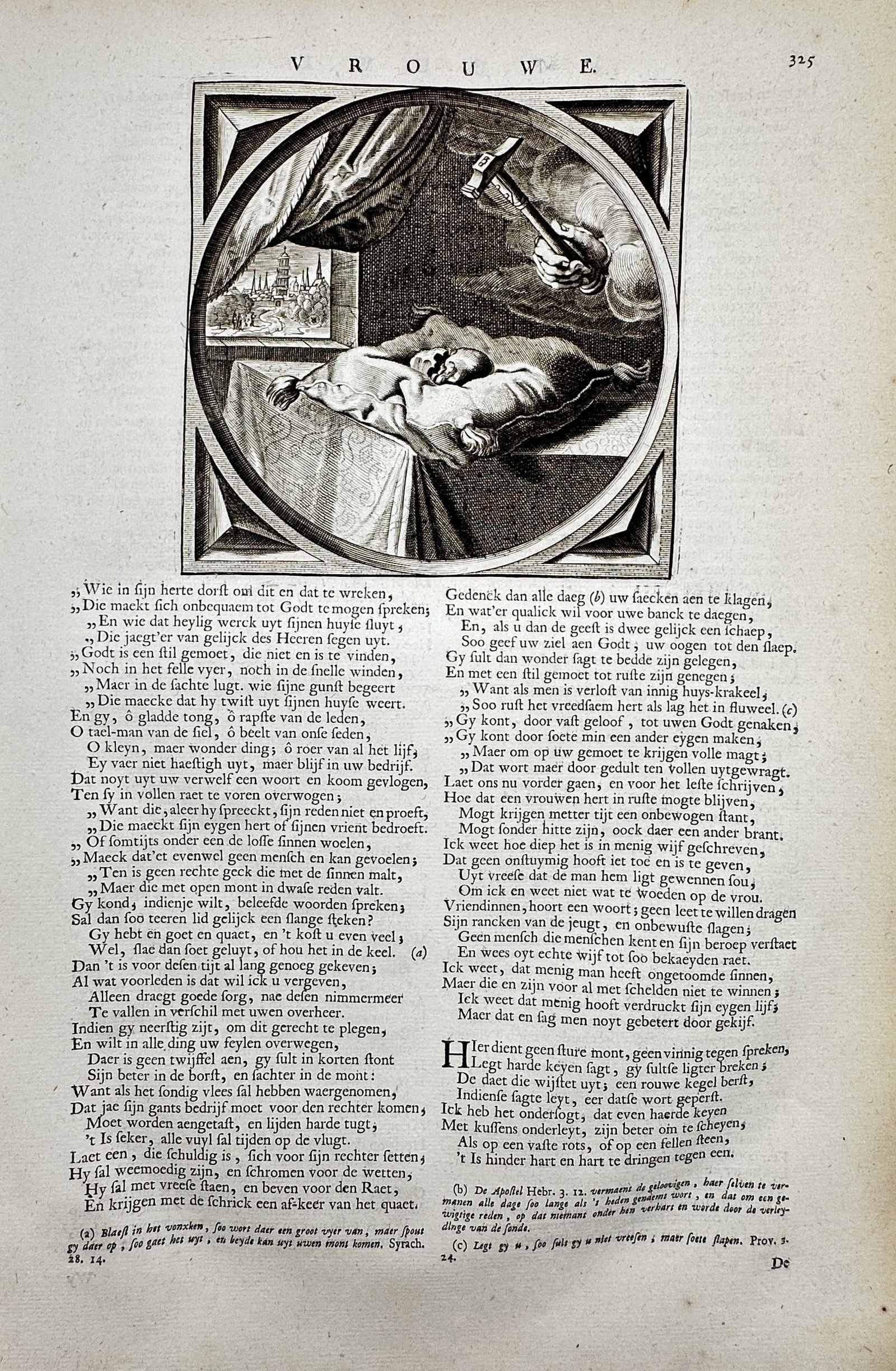 Jacob Cats (1577–1660) – The Conscience Never Sleeps – Engraving (c. 1655) (1 of 2)