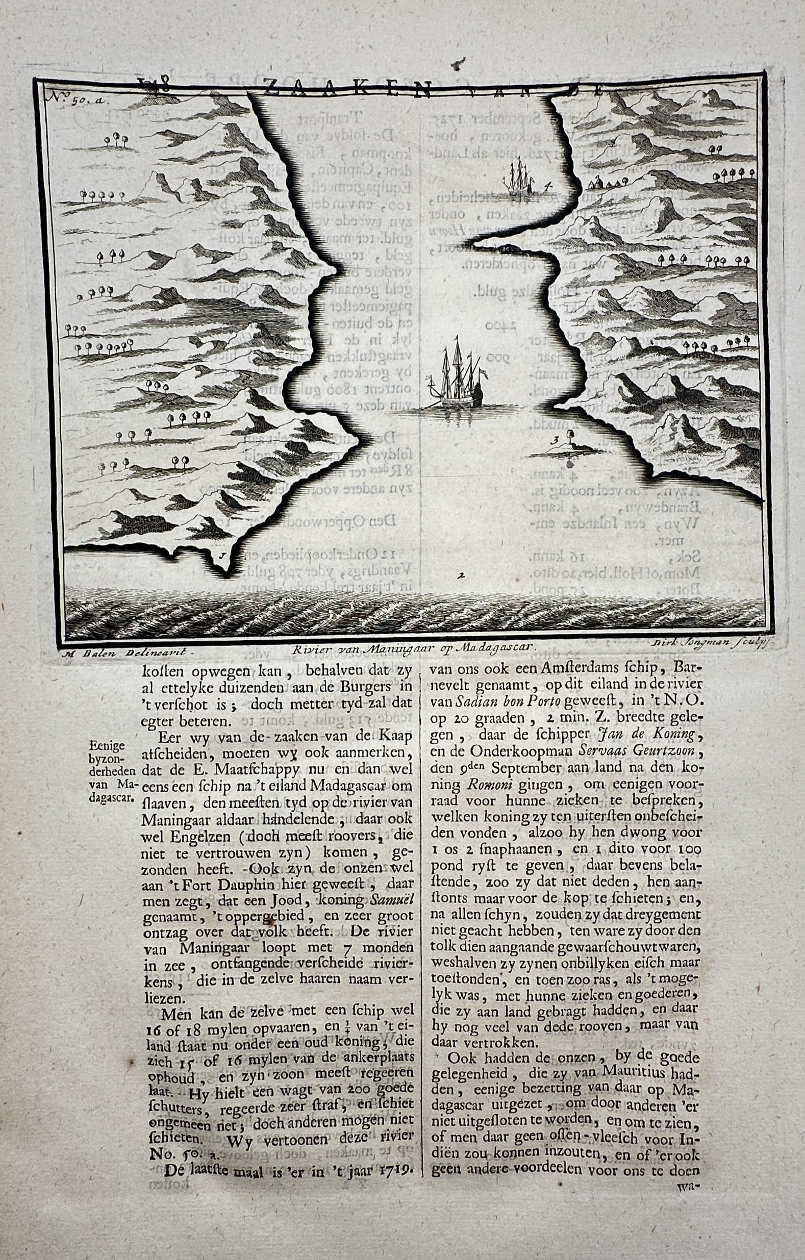 François Valentijn (1666–1727) – Map of the Maningaar River in Madagascar – Engraving (1724) (1 of 2)