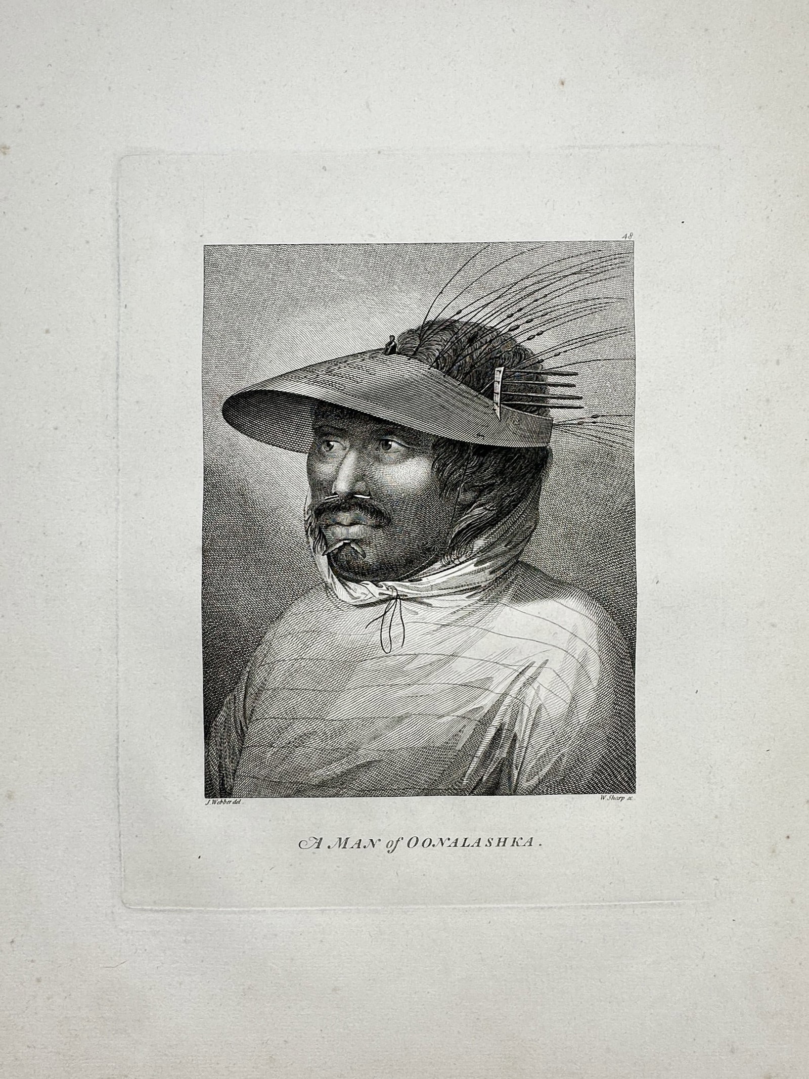 John Webber (1751-1793) – Portrait of a Man of Oonalashka – Engraving (1784) (1 of 2)