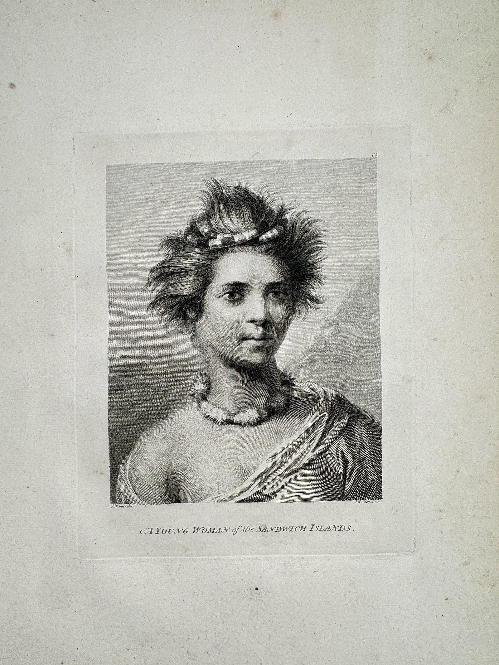John Webber (1751-1793) – Portrait of a Young Woman of the Sandwich Islands – Engraving (1784) (1 of 2)