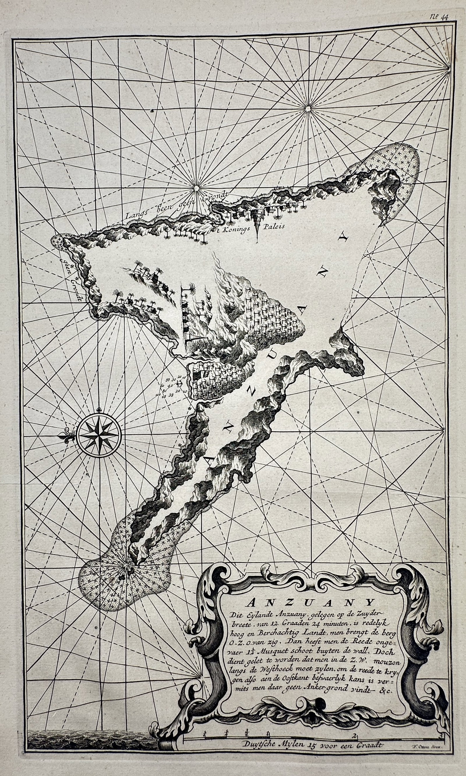 François Valentijn (1666-1727) – Map of Anjouan – Comoros – Engraving (1724) (1 of 2)