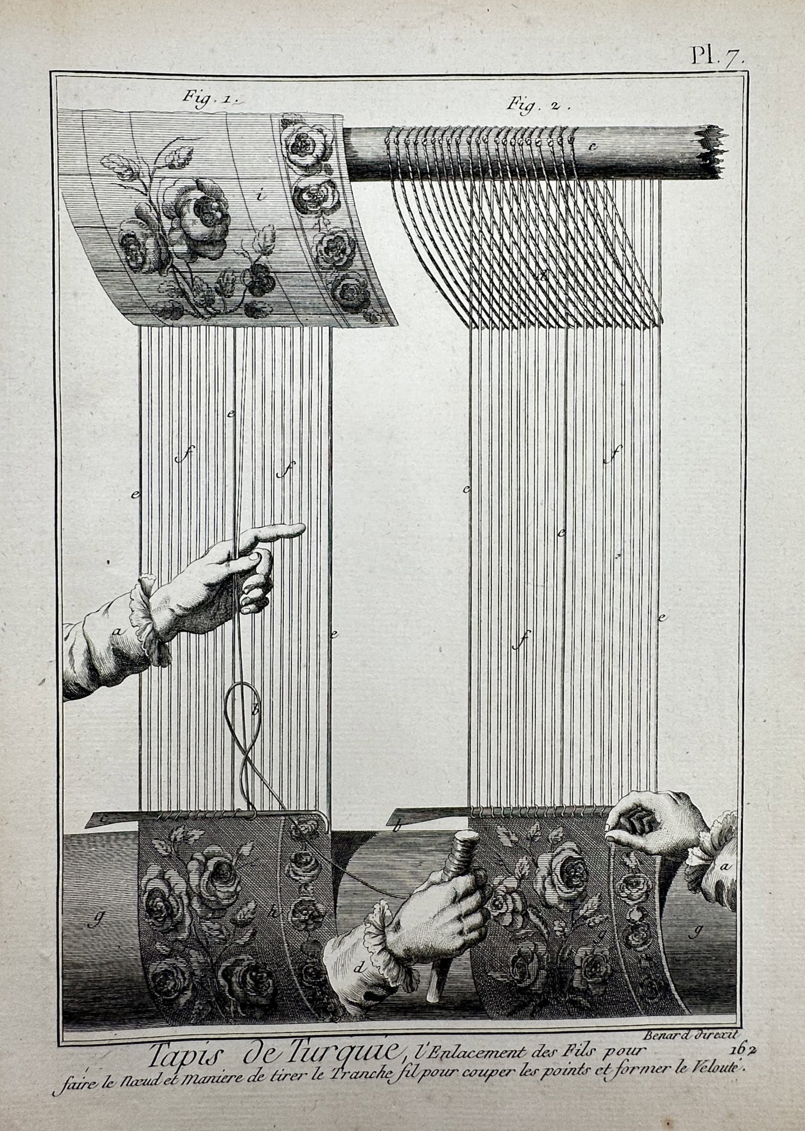 Robert Benard (1734-1777) – View of Turkish Carpet Weaving – Engraving (1771) (1 of 2)