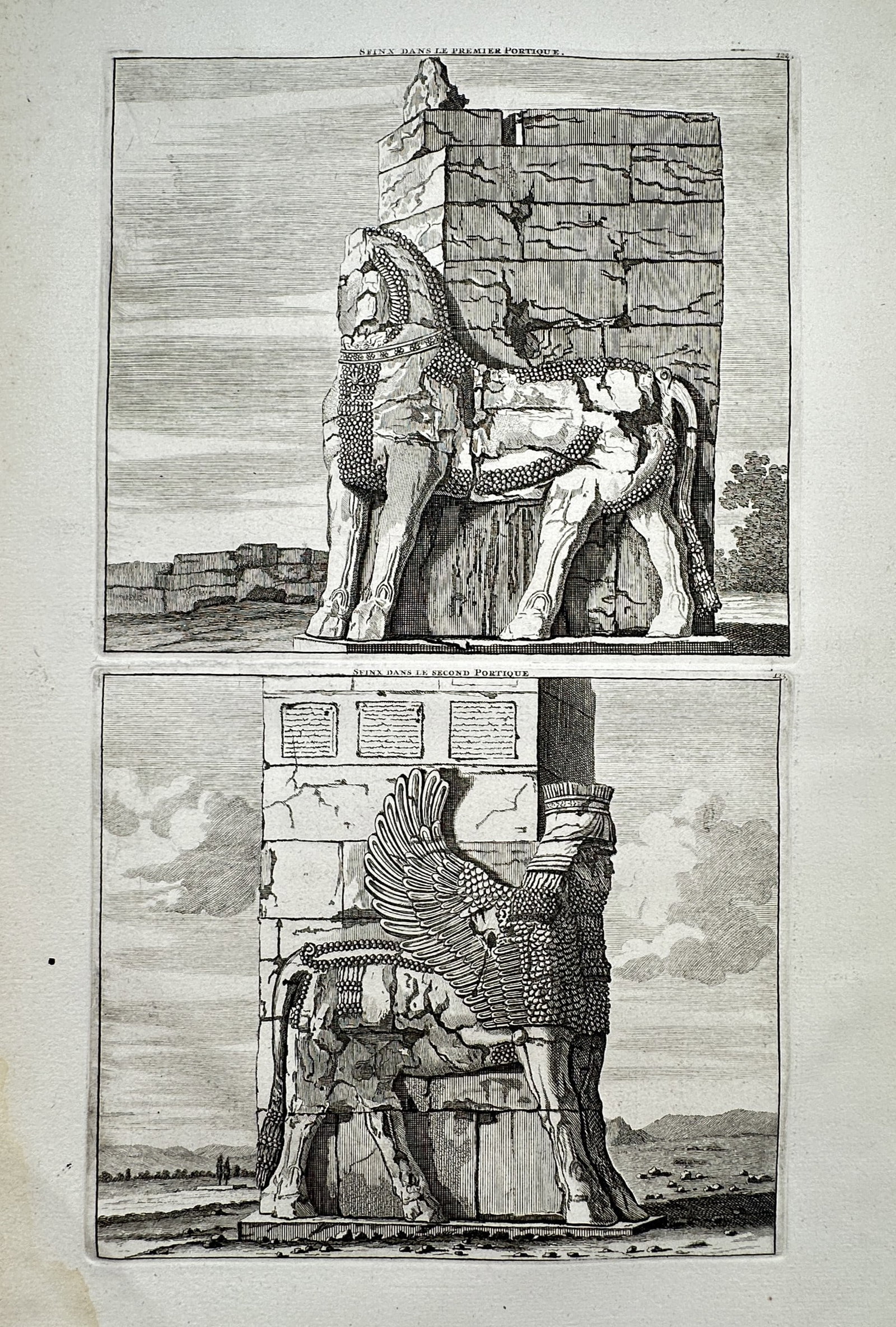 Cornelis de Bruyn (1652–1726) – Views of Lamassu Statues at Persepolis – Engraving (1698) (1 of 2)