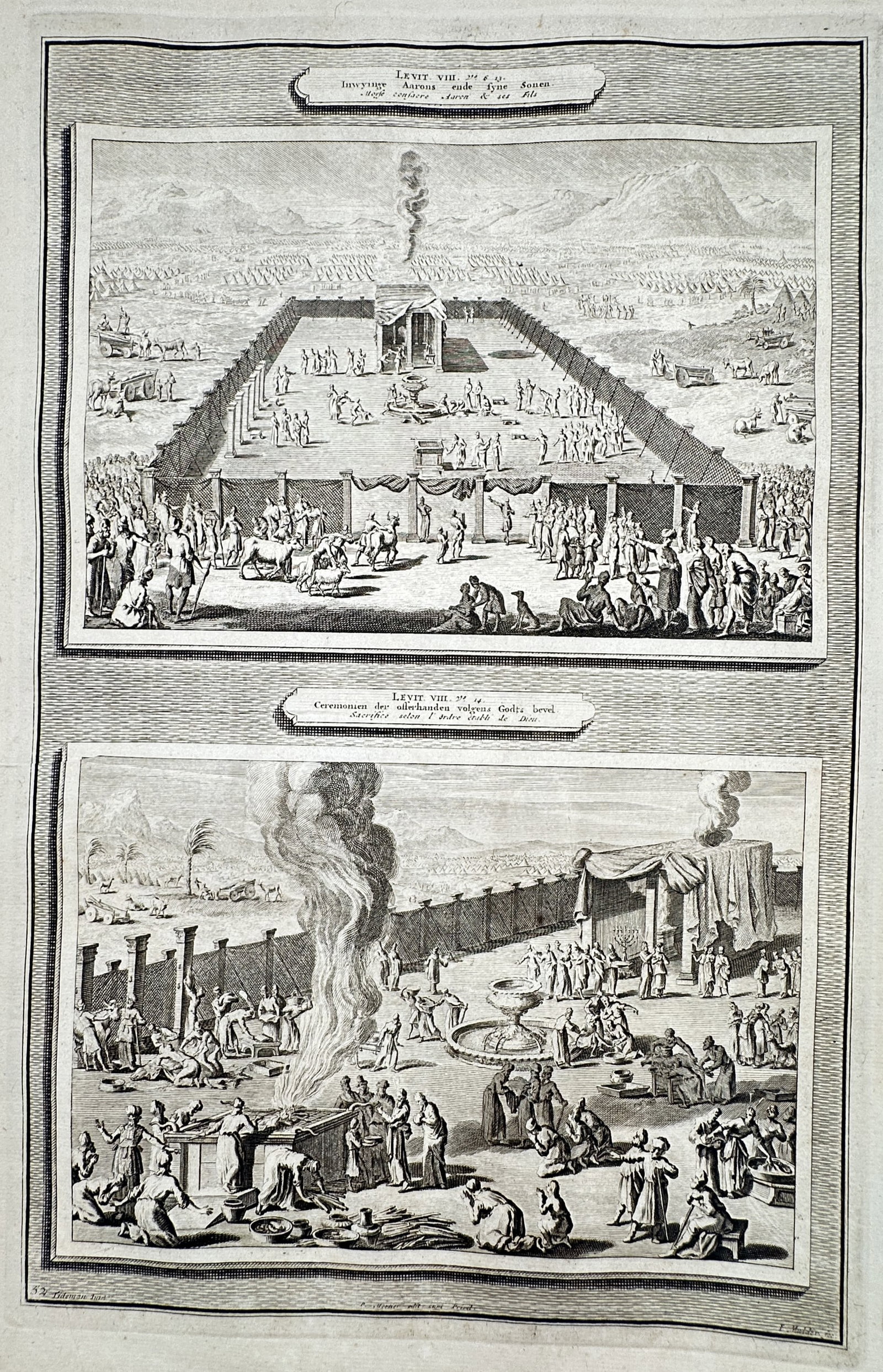 Pieter Mortier – The Consecration of Aaron and His Sons – Etching (1700) (1 of 2)