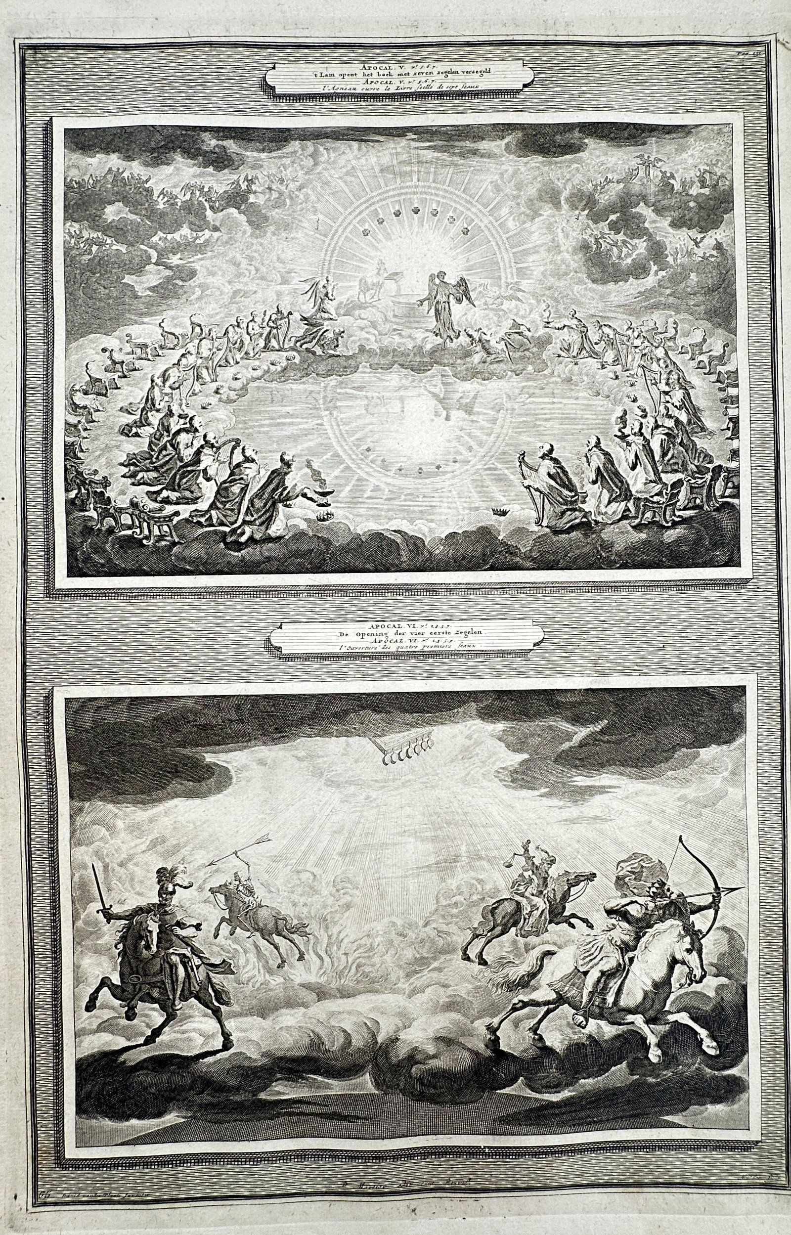 Pieter Mortier – The Adoration of the Lamb and the Four Horsemen of the Apocalypse – Etching (1 of 2)