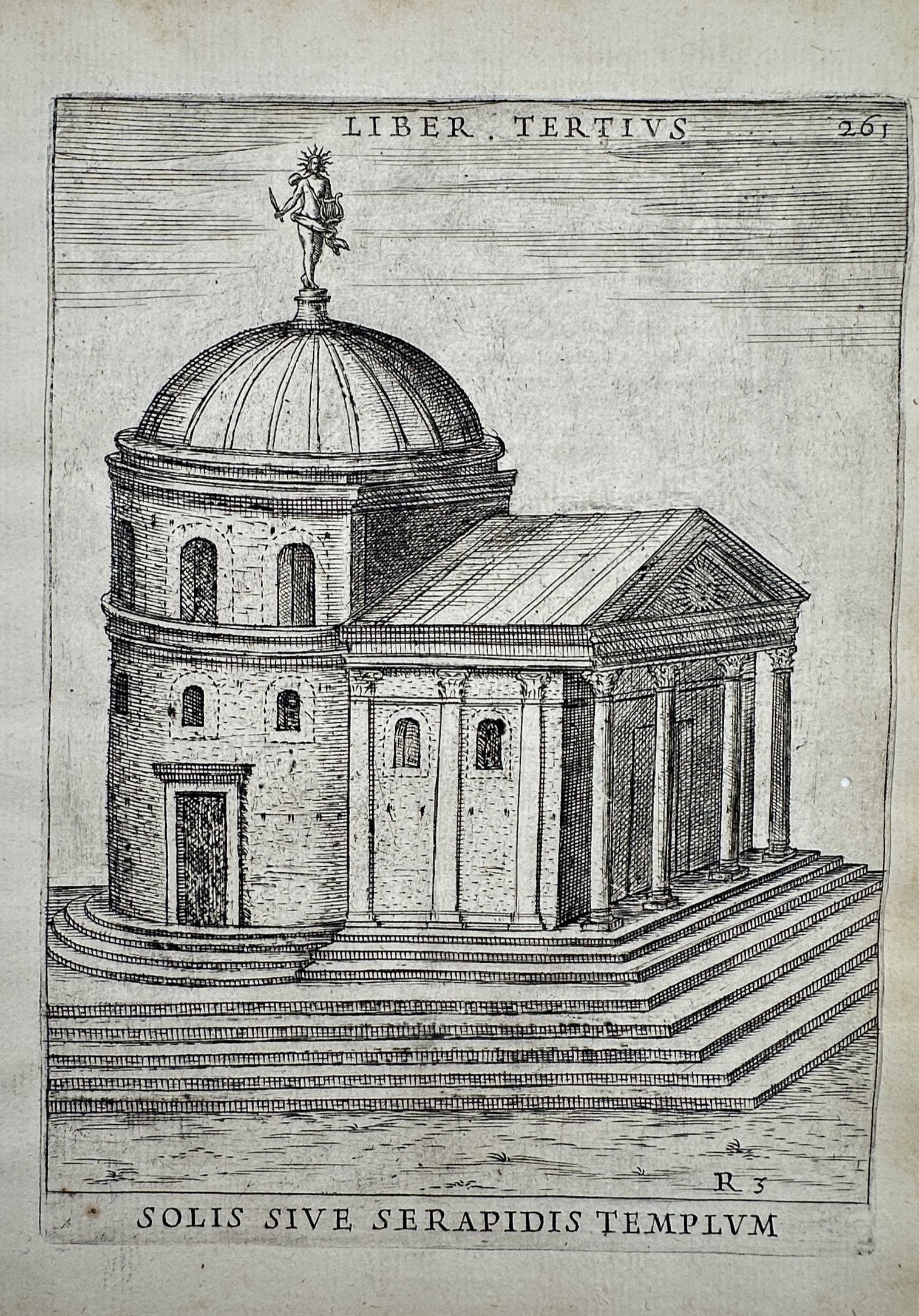 Alessandro Donati (1584-1640) – View of the Temple of Sol or Serapis – Etching (1633) (1 of 2)
