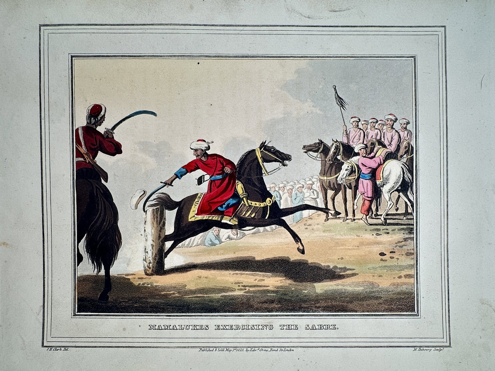 John Heaviside Clark (1771-1863) – Mamelukes Exercising the Sabre – Hand-coloured aquatint (1 of 2)