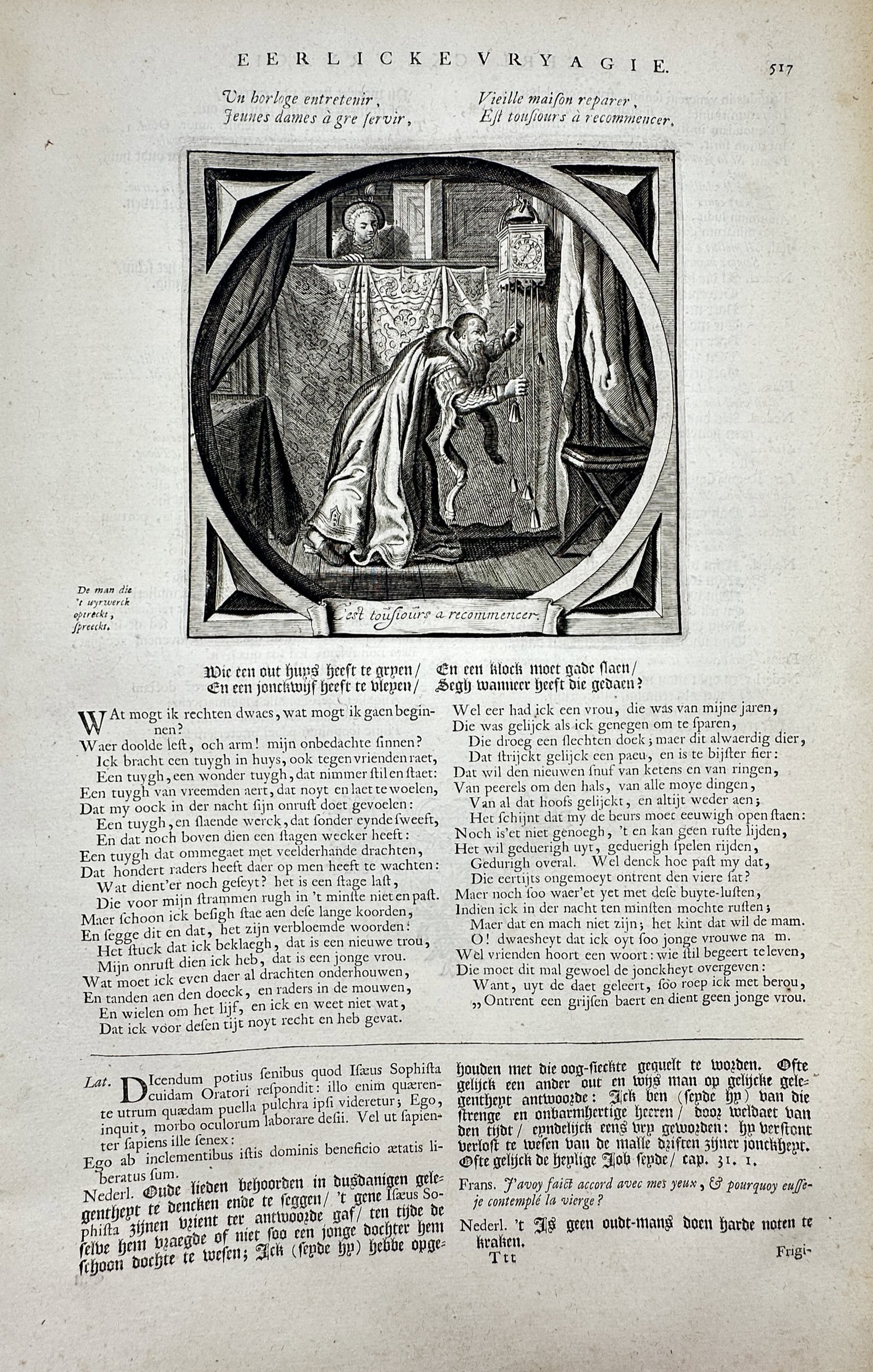 Jacob Cats (1577-1660) – View of a Man Fixing a Clock – Etching (1627) (1 of 2)