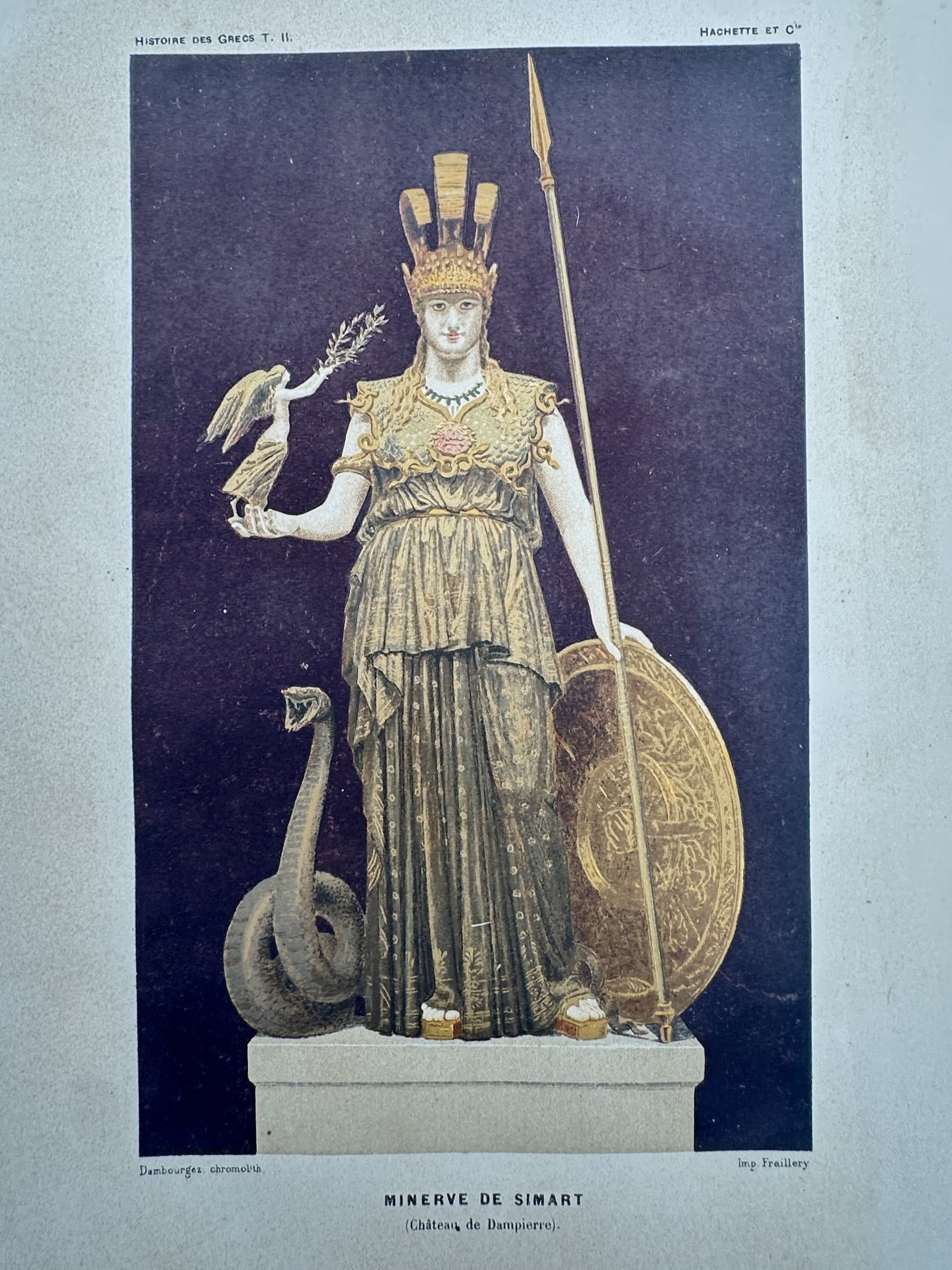 Victor Duruy (1811–1894) – View of the Minerva of Simart – Chromolithograph (c. 1887–1889) (1 of 2)