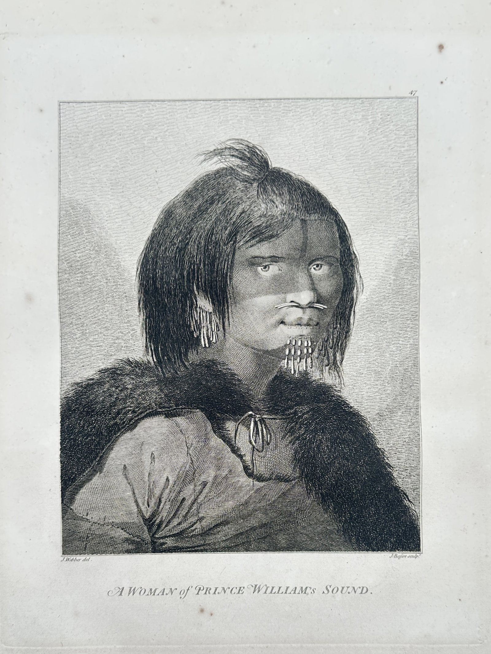John Webber (1751–1793) – Portrait of a Woman of Prince Williams Sound – Engraving (1784) (1 of 2)