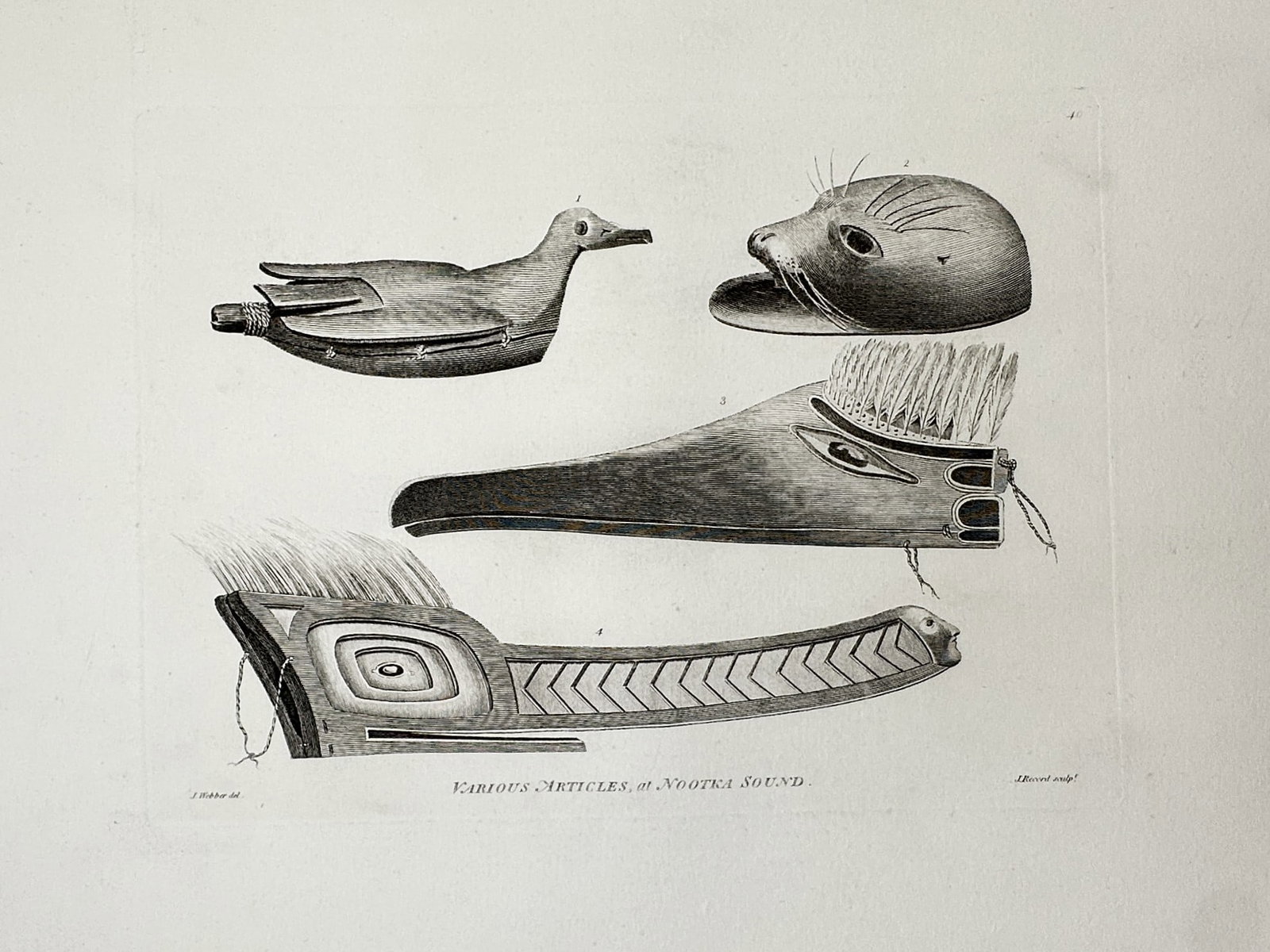 John Webber (1751–1793) – Various Articles at Nootka Sound – Engraving (1784) (1 of 2)