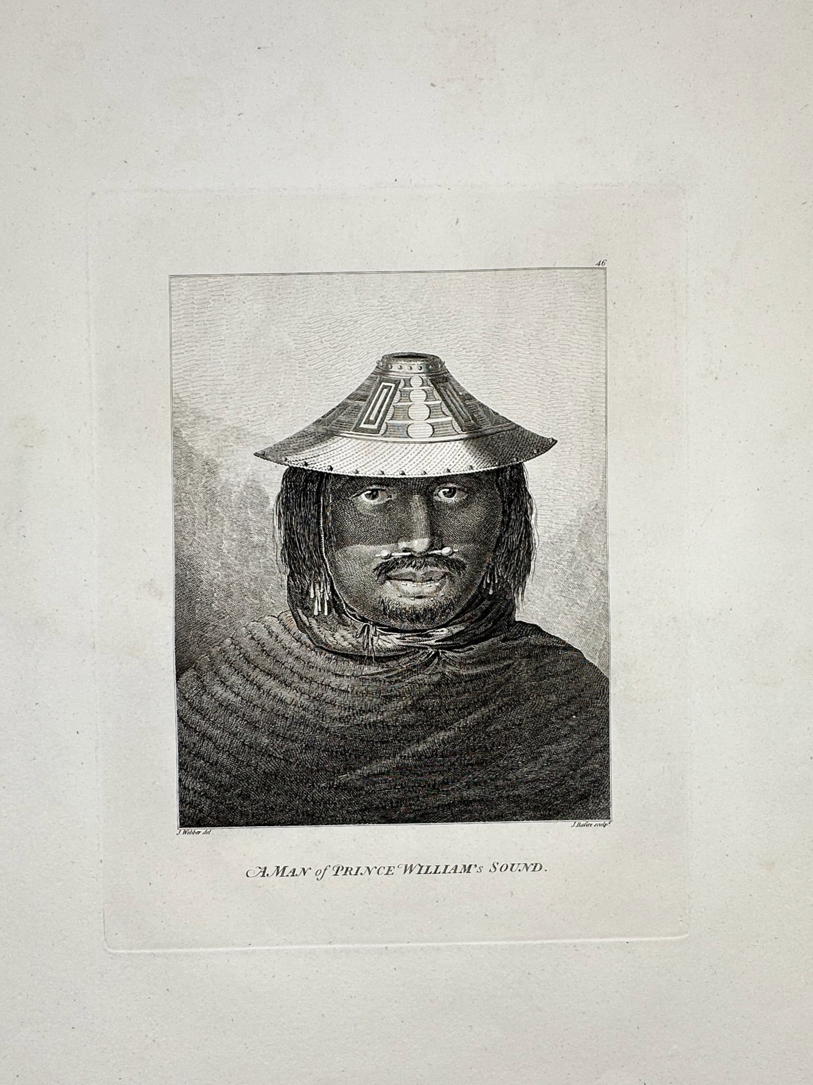 John Webber (1751–1793) – Portrait of a Man of Prince Williams Sound – Engraving (1784) (1 of 2)