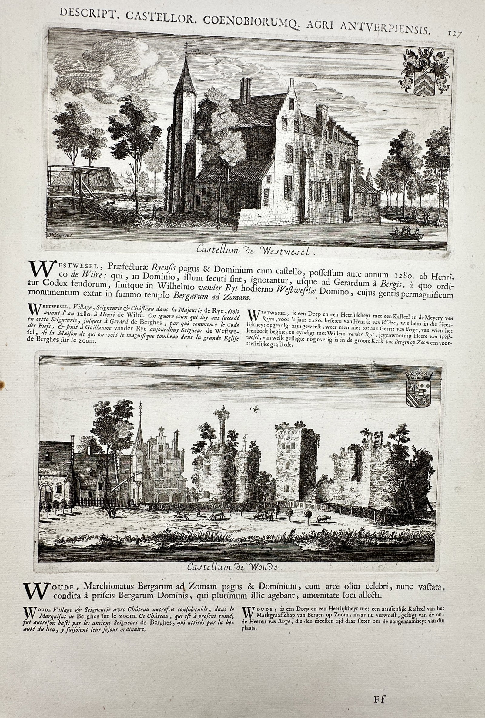 Jacques Le Roy (1633–1719) – Views of Westwesel and Woude – Engraving (1678) (1 of 2)