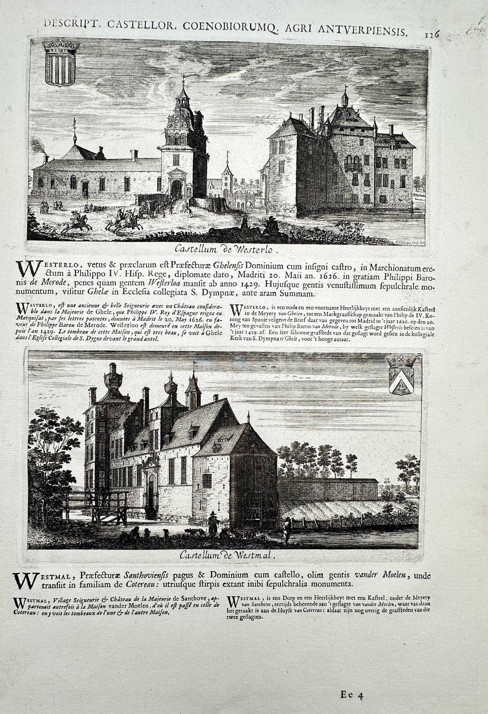 Jacques Le Roy (1633–1719) – Views of Westerlo and Westmal – Engraving (1678) (1 of 2)